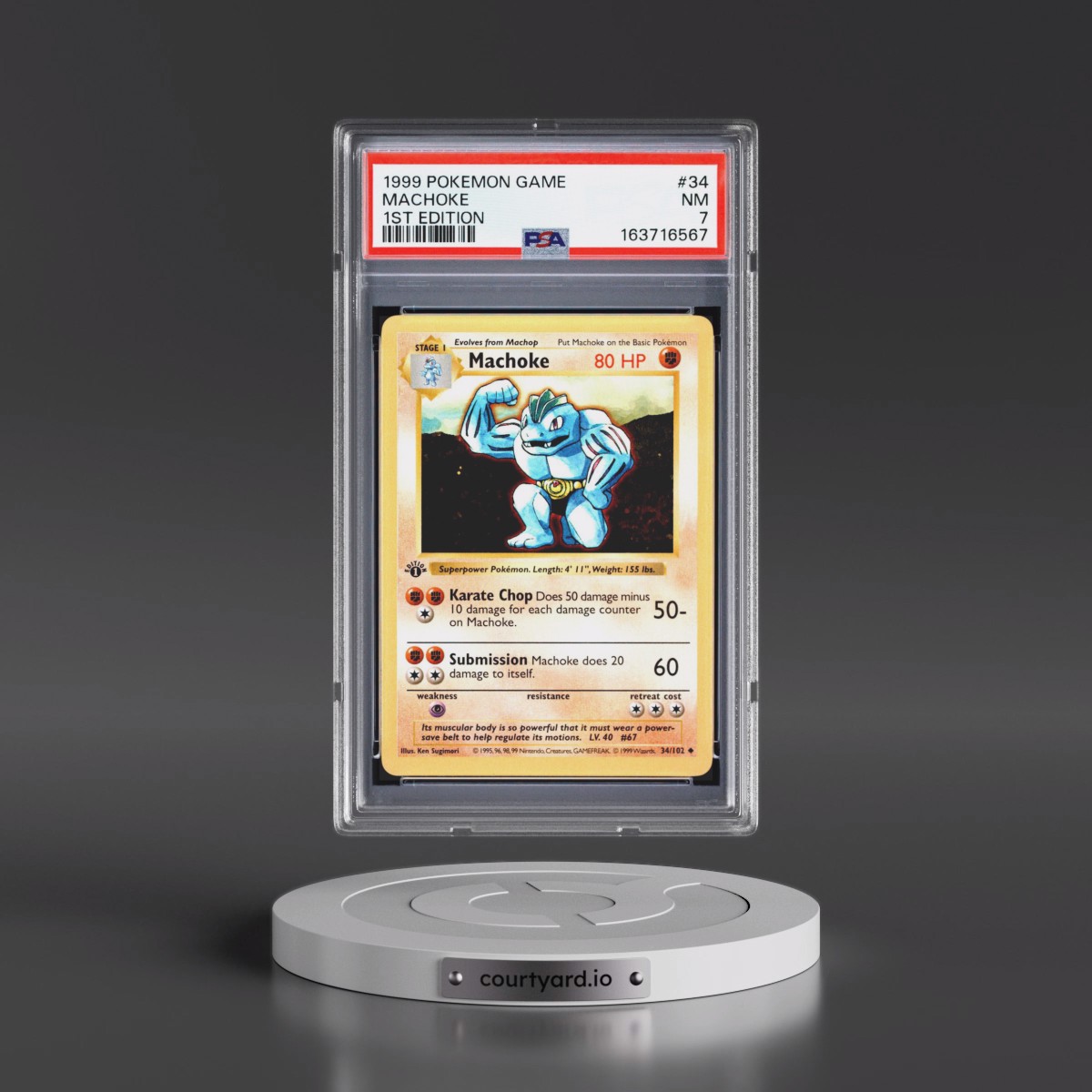 1999 Pokémon Game #34 Machoke - 1st Edition (PSA 7 NM)