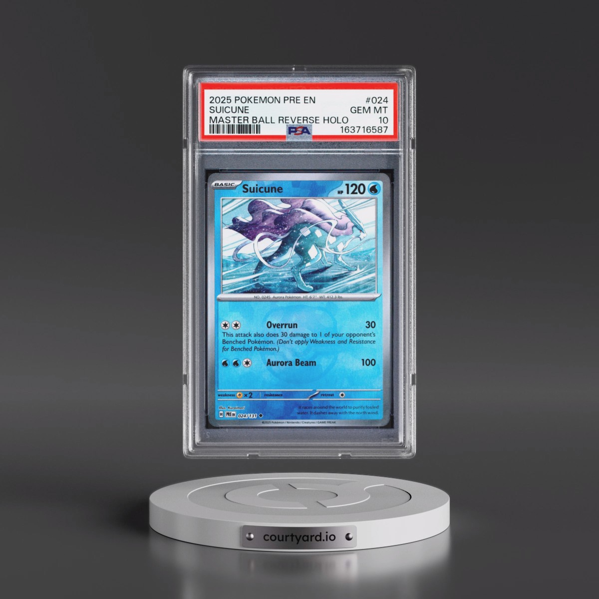 2025 Pokémon Pre EN-Prismatic Evolutions #024 Suicune - Reverse Holo Master Ball (PSA 10 GEM MINT)