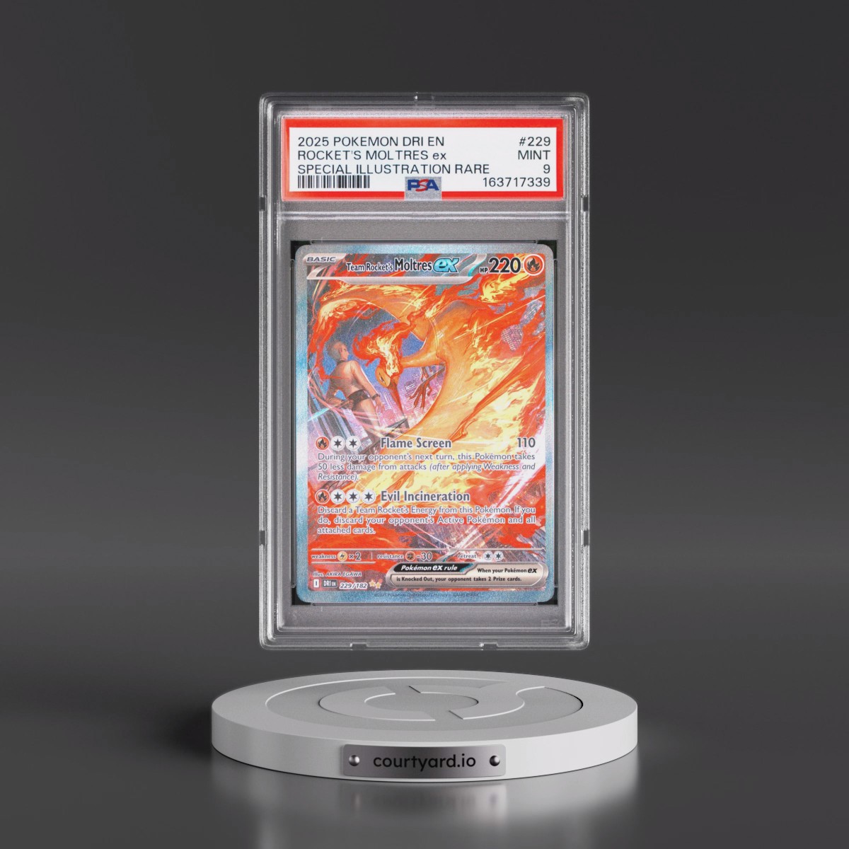 2025 Pokémon Dri EN-Destined Rivals #229 Team Rocket's Moltres EX - Holo Special Illustration Rare (PSA 9 MINT)
