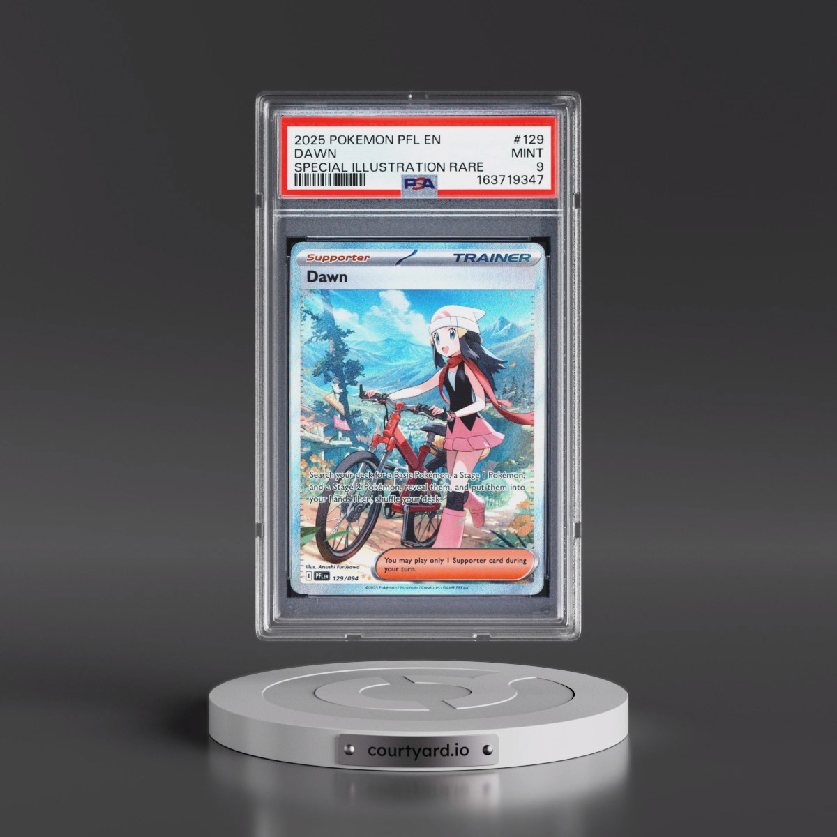 2025 Pokémon Pfl EN-Phantasmal Flames #129 Dawn - Special Illustration Rare (PSA 9 MINT)