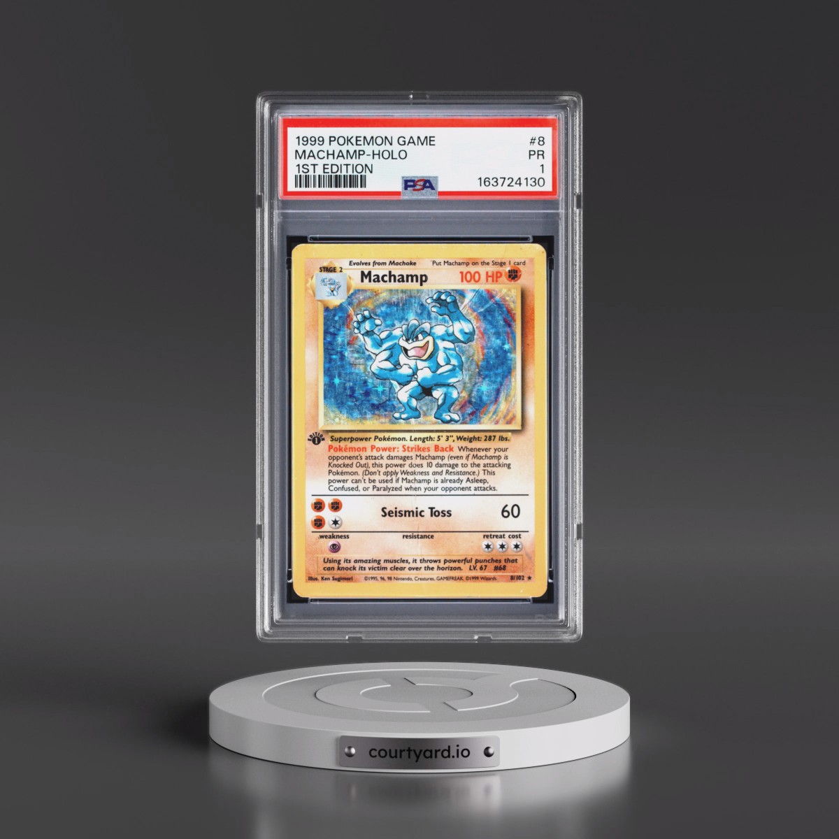 1999 Pokémon Game #8 Machamp - 1st Edition Holo (PSA 1 PR)