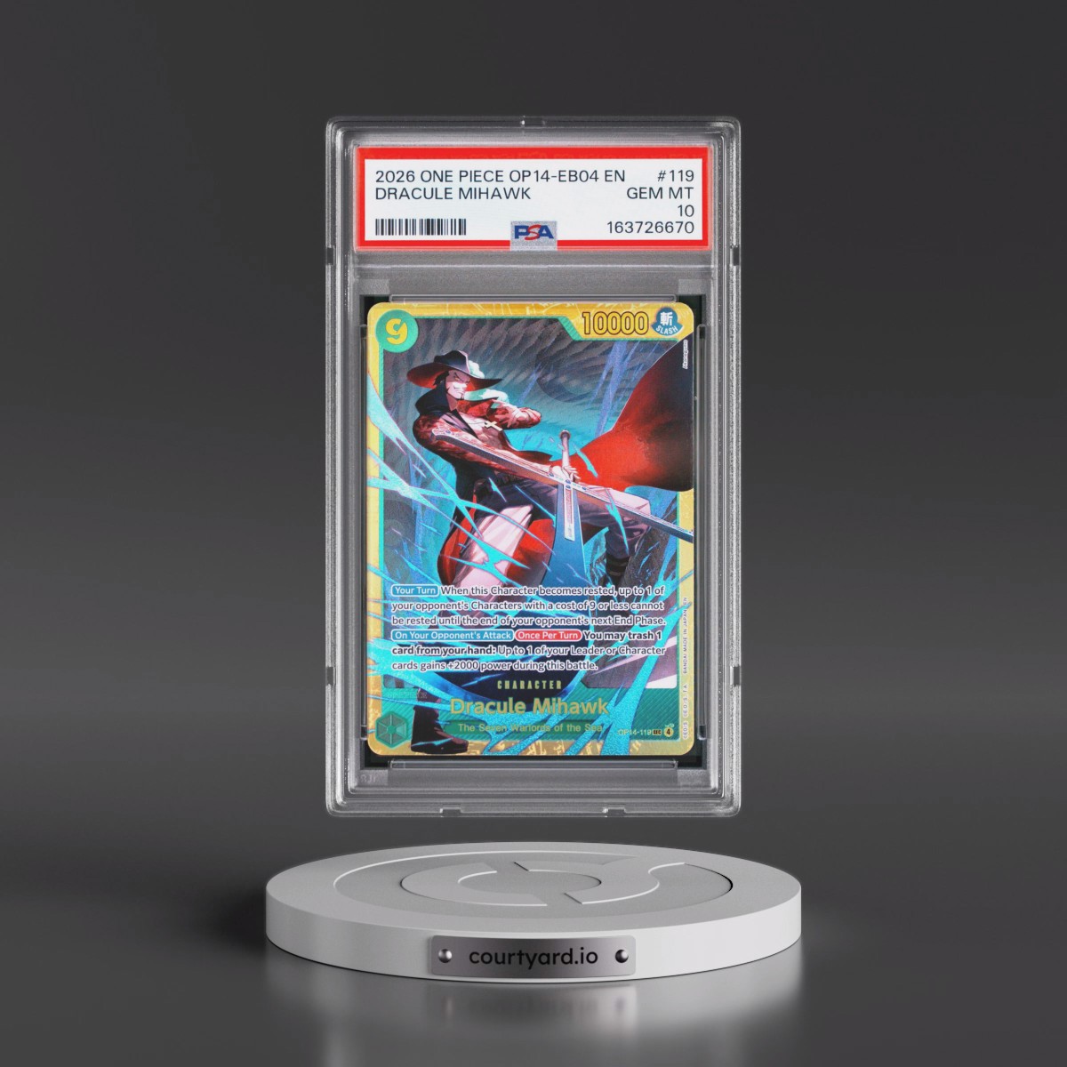 2026 One Piece OP14-EB04-the Azure Sea's Seven #119 Dracule Mihawk (PSA 10 GEM MINT)