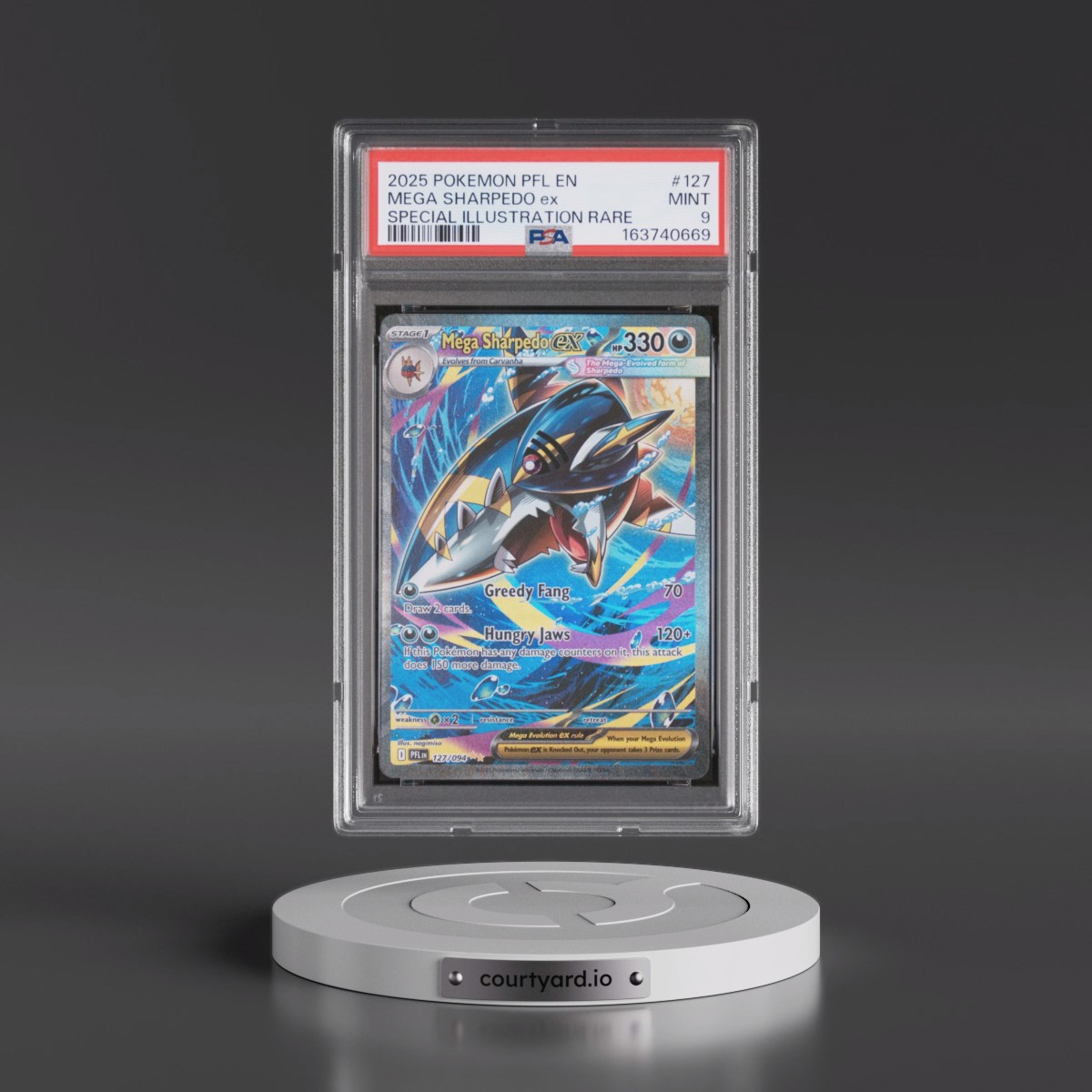 2025 Pokémon Pfl EN-Phantasmal Flames #127 Mega Sharpedo EX - Holo Special Illustration Rare (PSA 9 MINT)