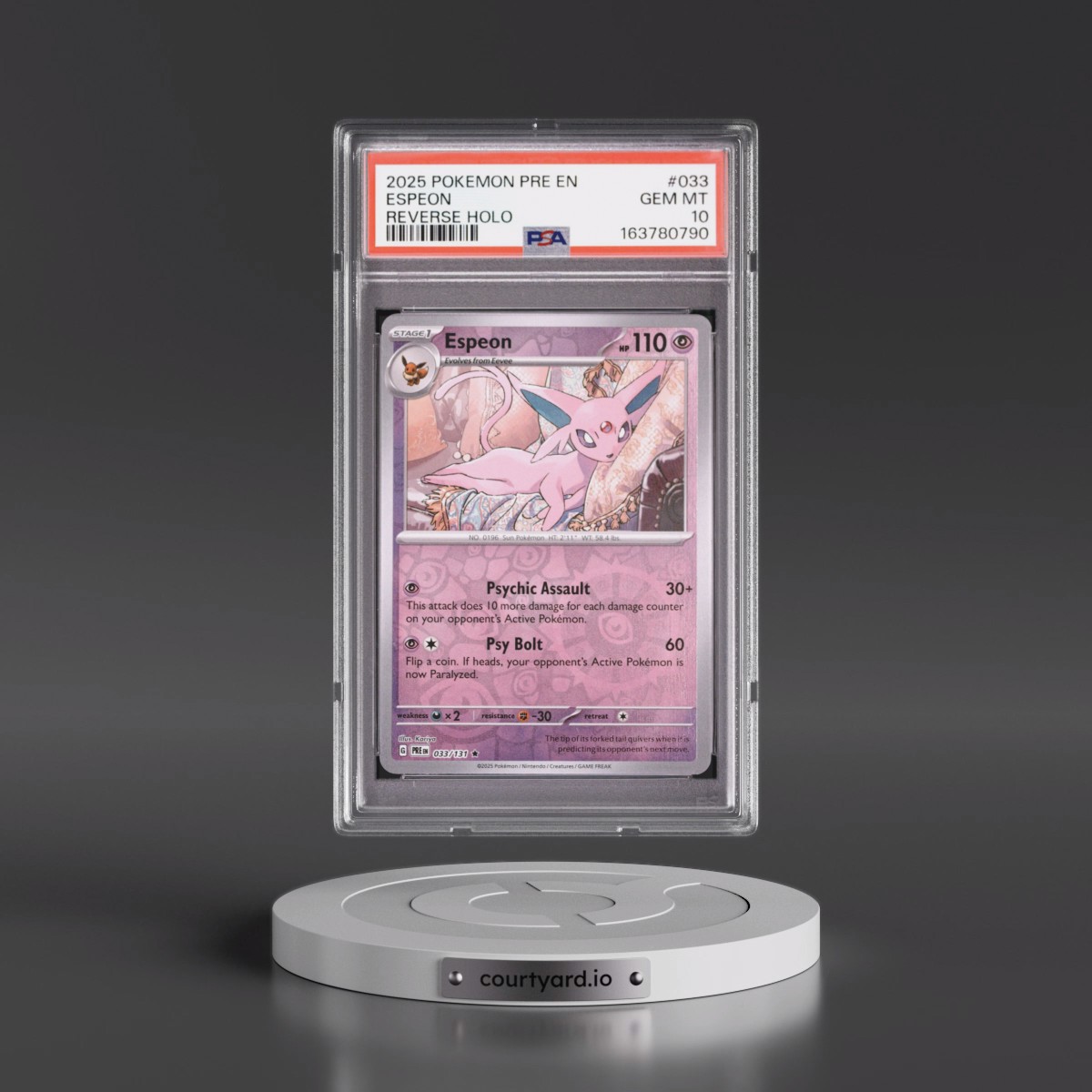 2025 Pokémon Pre EN-Prismatic Evolutions #033 Espeon - Reverse Holo (PSA 10 GEM MINT)