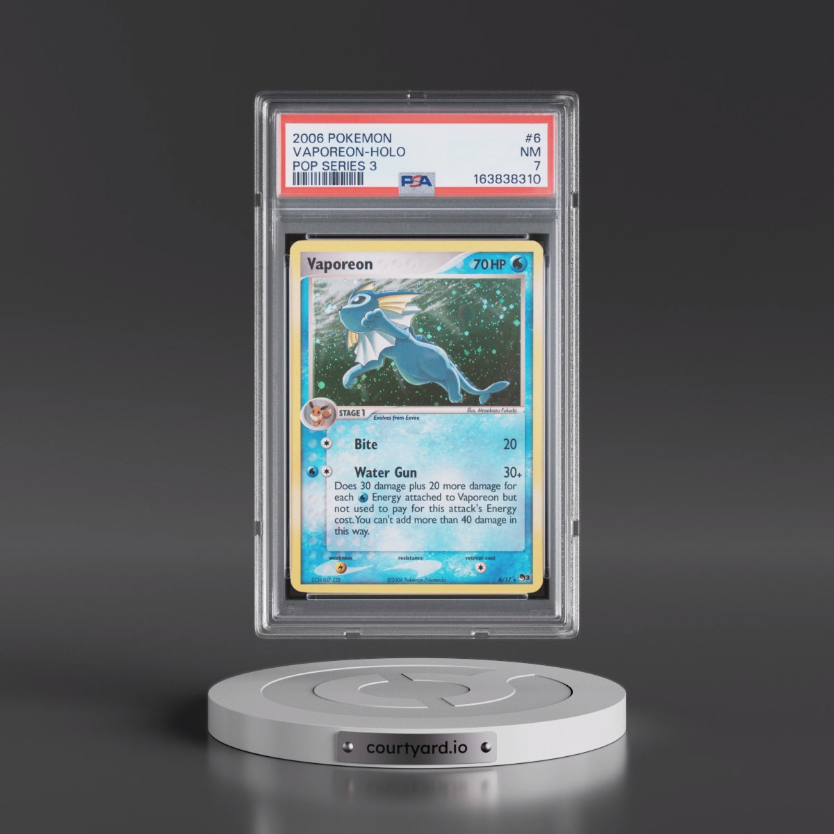 2006 Pokémon Pop Series 3 #6 Vaporeon - Holo (PSA 7 NM)