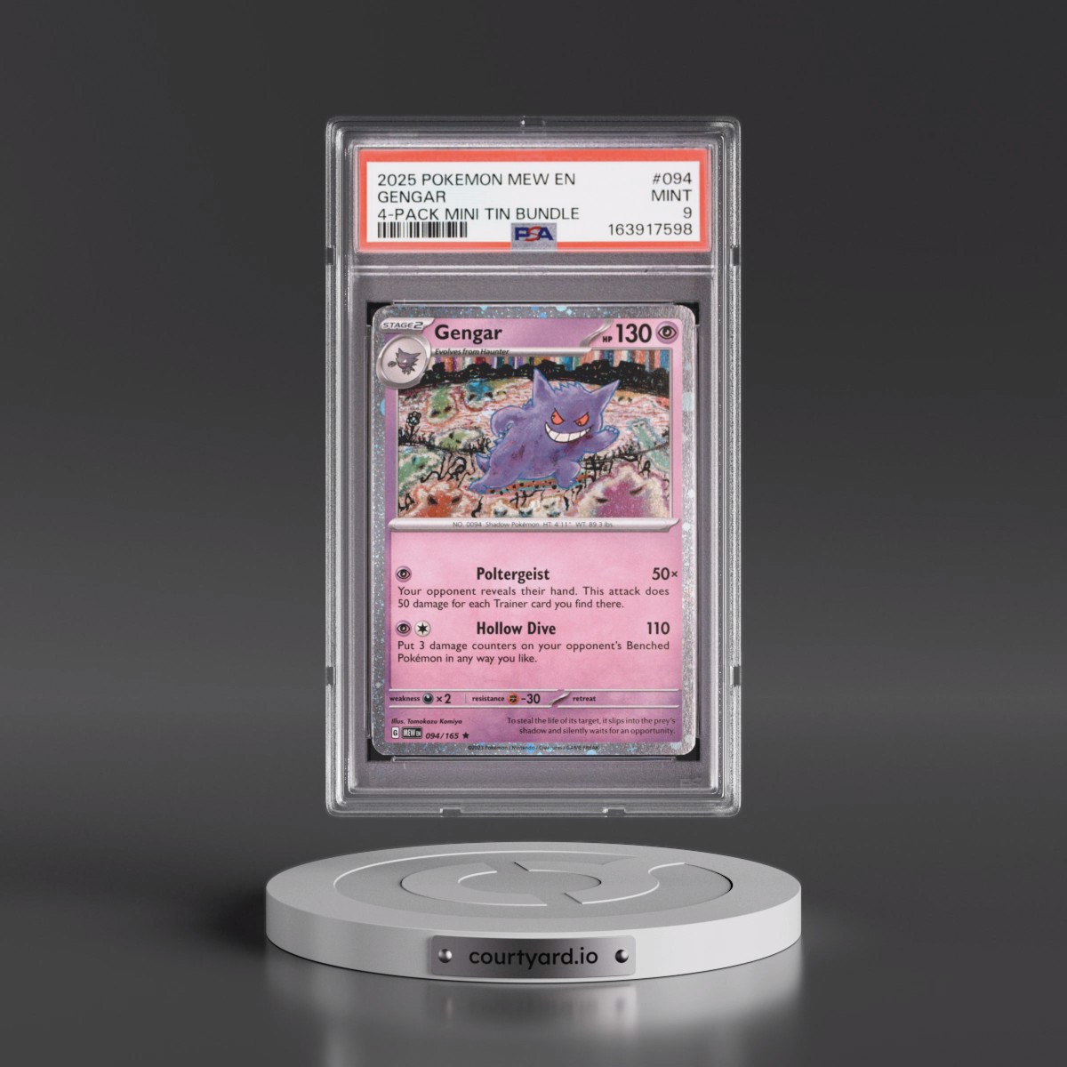 2025 Pokémon Mew EN-151 #094 Gengar - 4-Pack Mini Tin Bundle (PSA 9 MINT)