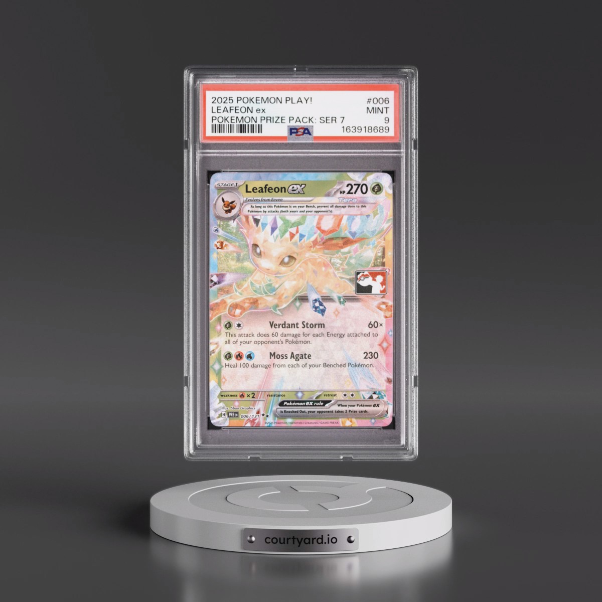 2025 Pokémon Play! Pokémon Prize Pack: Series 7 #006 Leafeon EX - Holo (PSA 9 MINT)