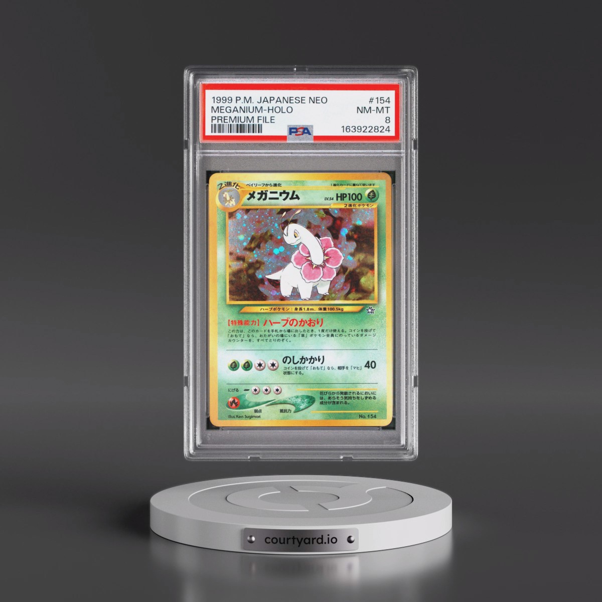 1999 Pokémon Neo Promo #154 Meganium - Holo Premium File (PSA 8 NM-MT)