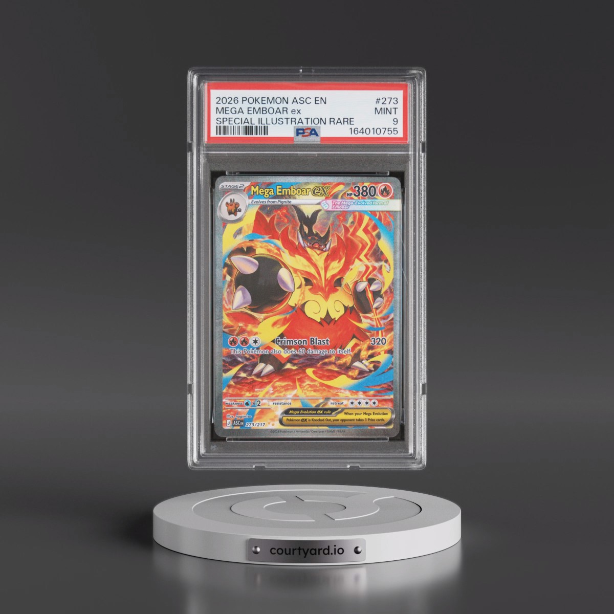 2026 Pokémon Asc EN-Ascended Heroes Mega Emboar EX - Holo Special Illustration Rare #273 PSA 9