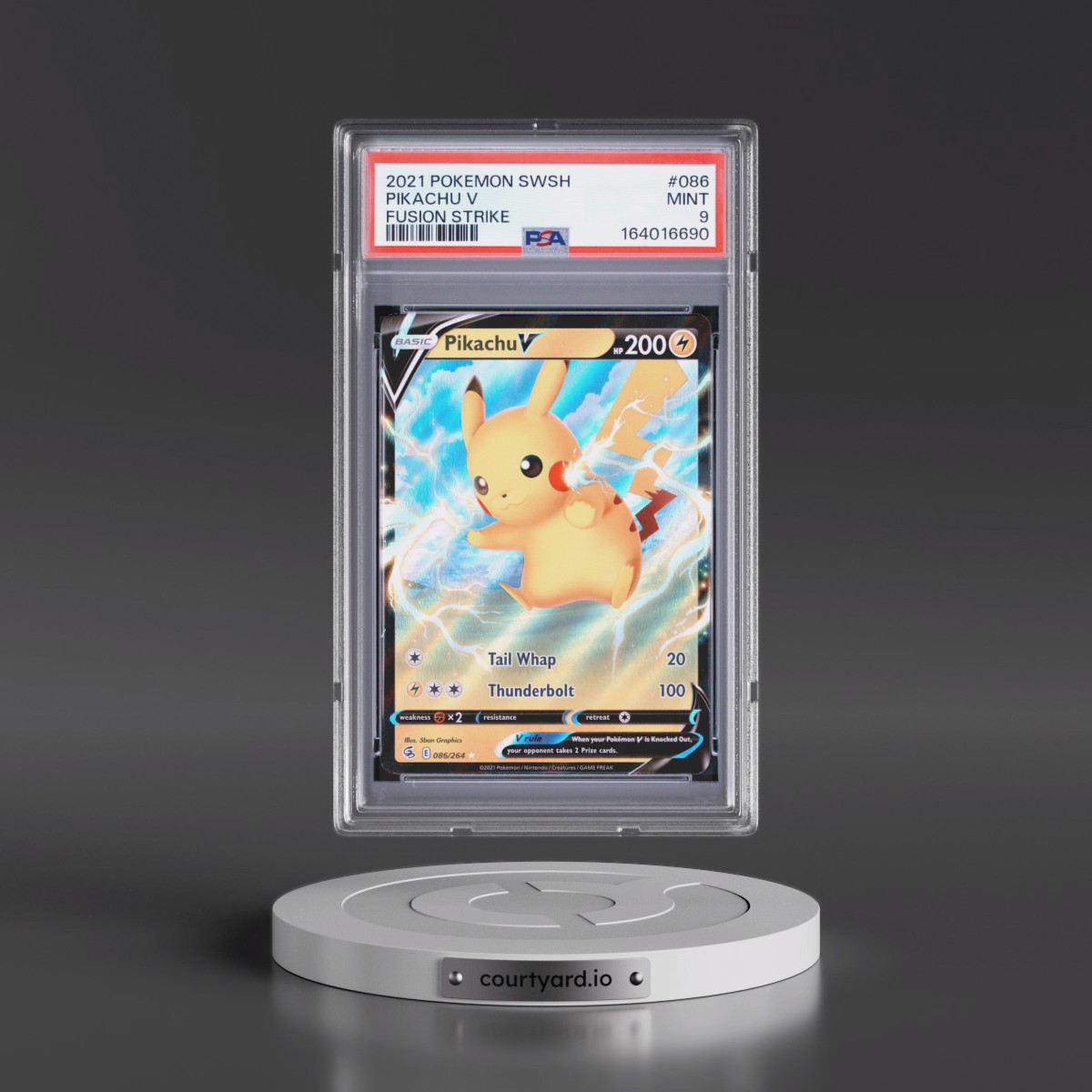2021 Pokémon Sword & Shield Fusion Strike #086 Pikachu V - Holo (PSA 9 MINT)