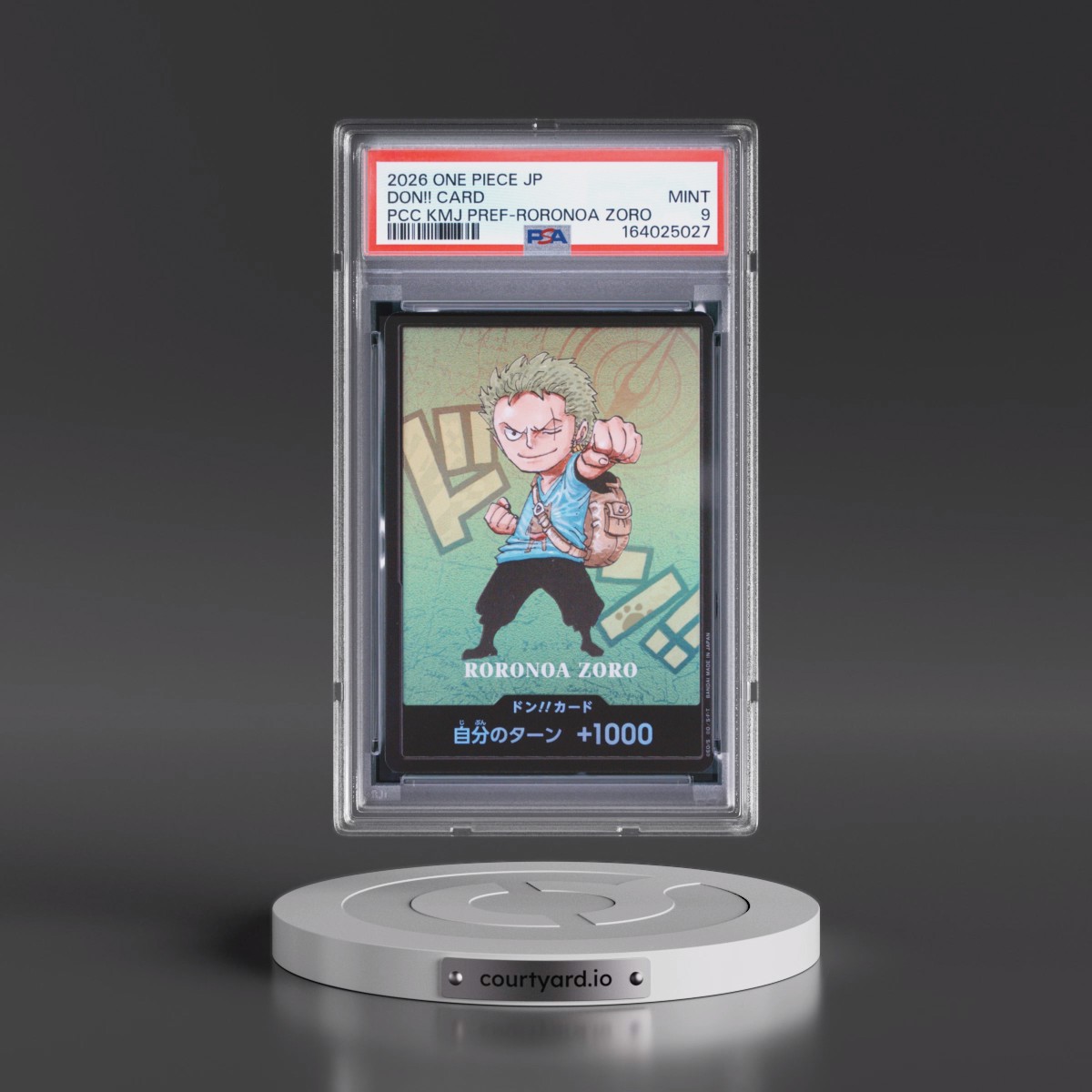 2026 One Piece Japanese Premium Card Collection Kumamoto Prefecture Special Don!! Card - Roronoa Zoro PSA 9