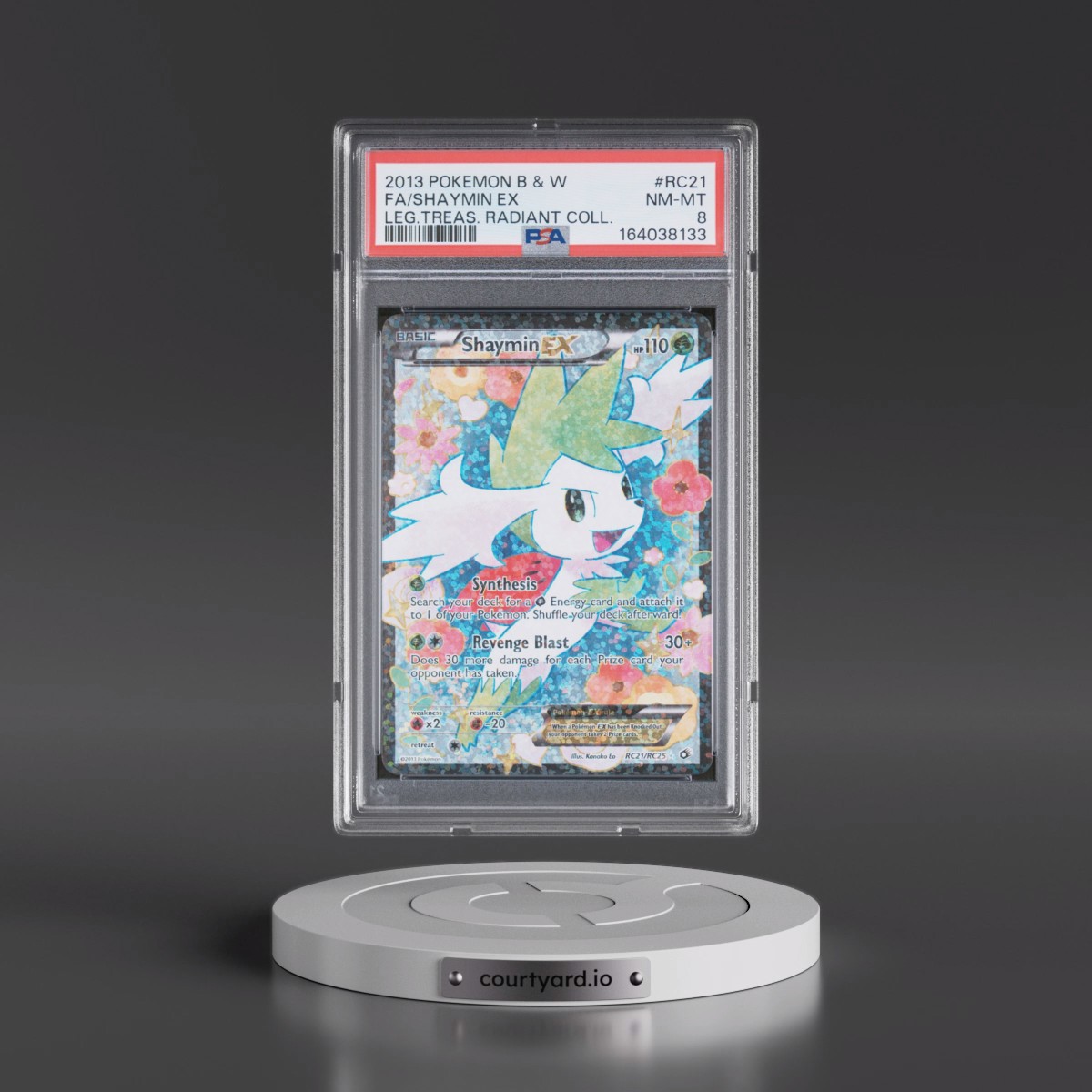 2013 Pokémon Black & White Legendary Treasures Radiant Collection #RC21 Shaymin EX - Holo Full Art (PSA 8 NM-MT)