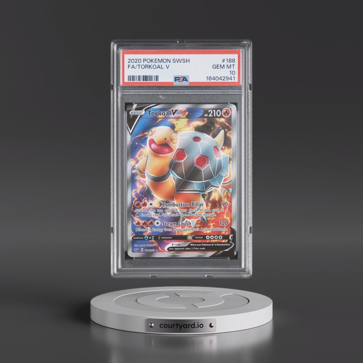 2020 Pokémon Sword & Shield #188 Torkoal V - Holo Full Art (PSA 10 GEM MINT)