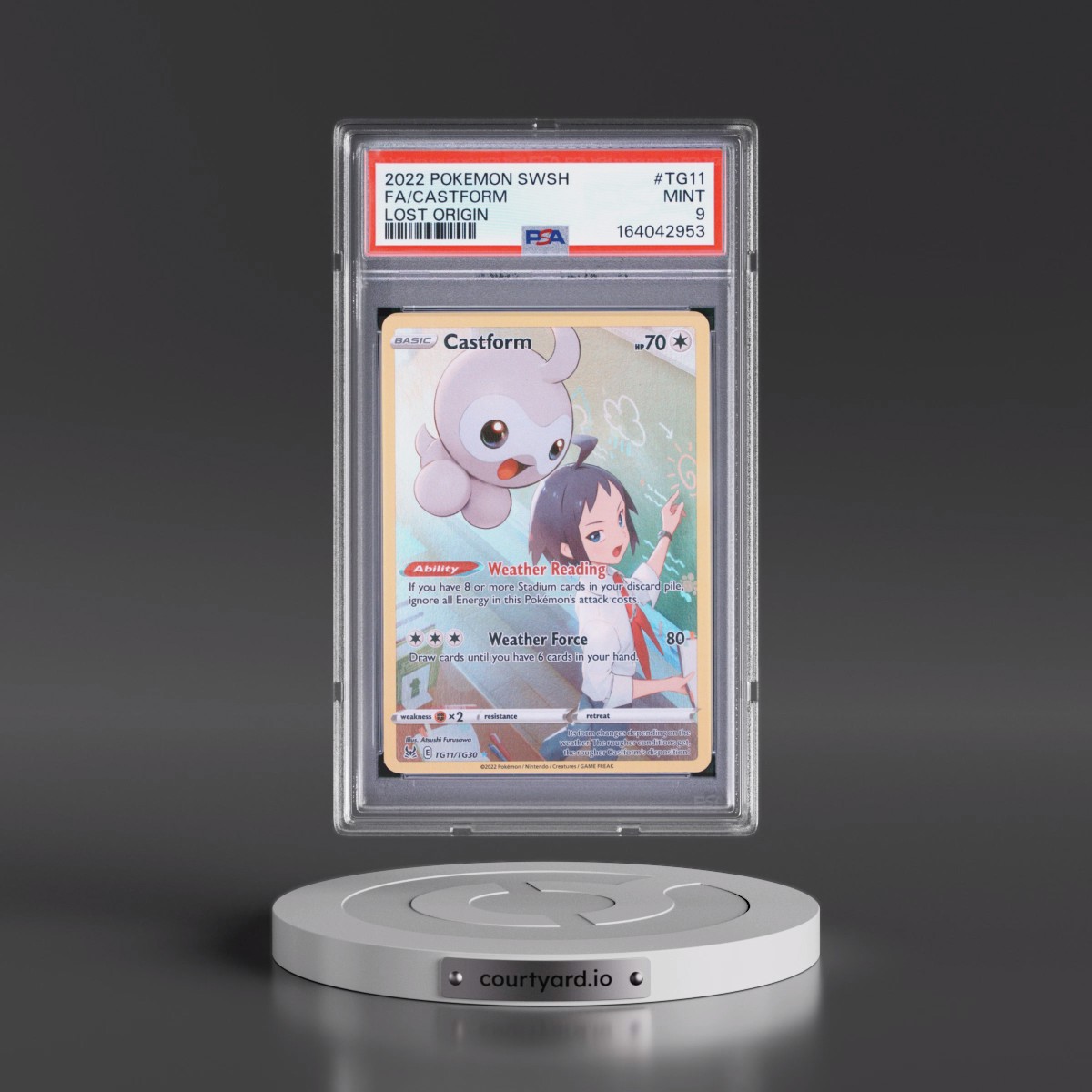 2022 Pokémon Sword & Shield Lost Origin #TG11 Castform - Full Art (PSA 9 MINT)