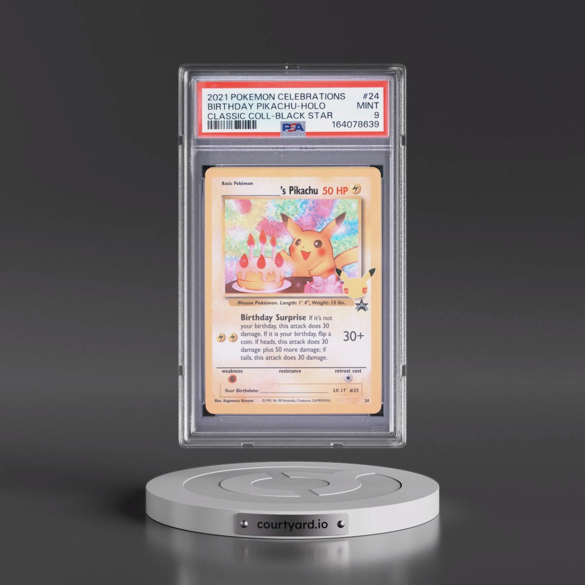 2021 Pokémon Celebrations Classic Collection #24 Birthday Pikachu - Holo (PSA 9 MINT)