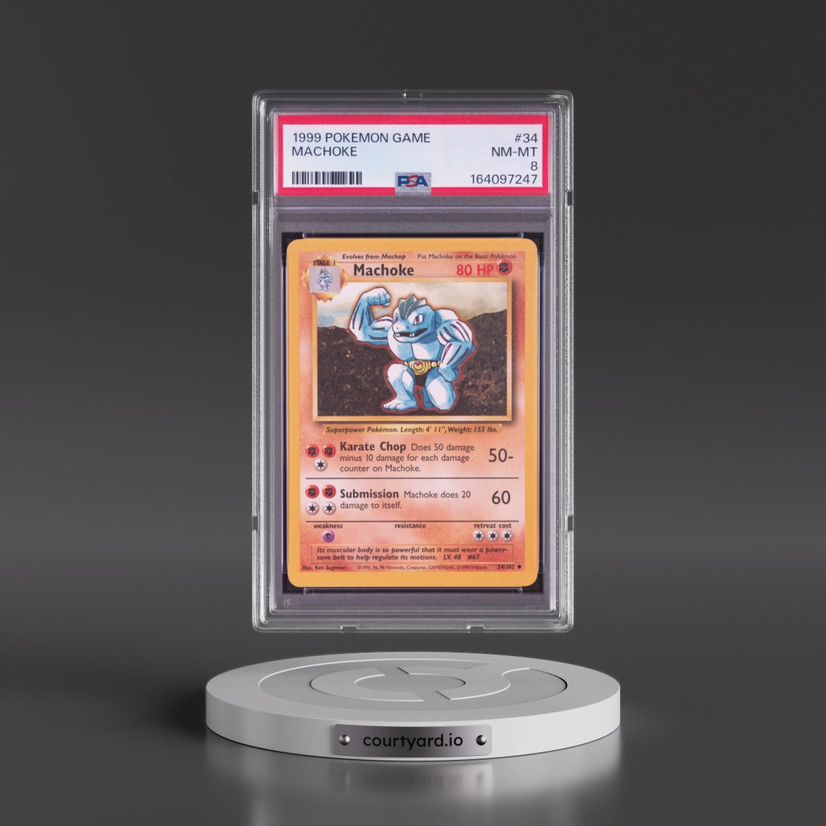1999 Pokémon Game #34 Machoke (PSA 8 NM-MT)