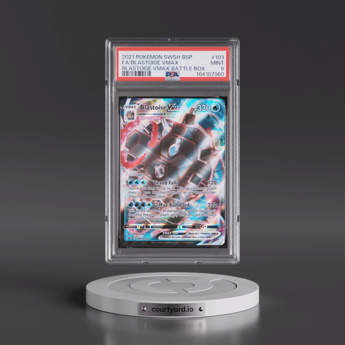 2021 Pokémon Swsh Black Star Promo #103 Blastoise Vmax - Full Art Blastoise Vmax Battle Box (PSA 9 MINT)