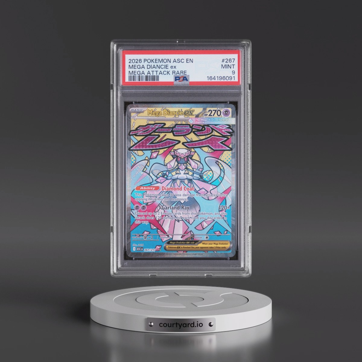 2026 Pokémon Asc EN-Ascended Heroes #267 Mega Diancie EX - Holo Mega Attack Rare (PSA 9 MINT)