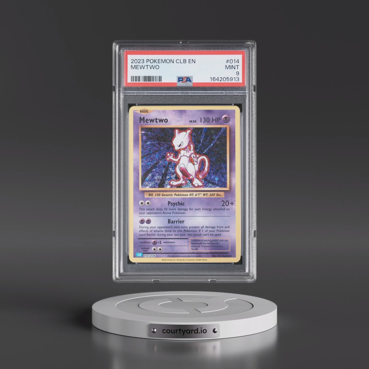 2023 Pokémon Clb-Trading Card Game Classic Blastoise & Suicune EX Deck #014 Mewtwo (PSA 9 MINT)