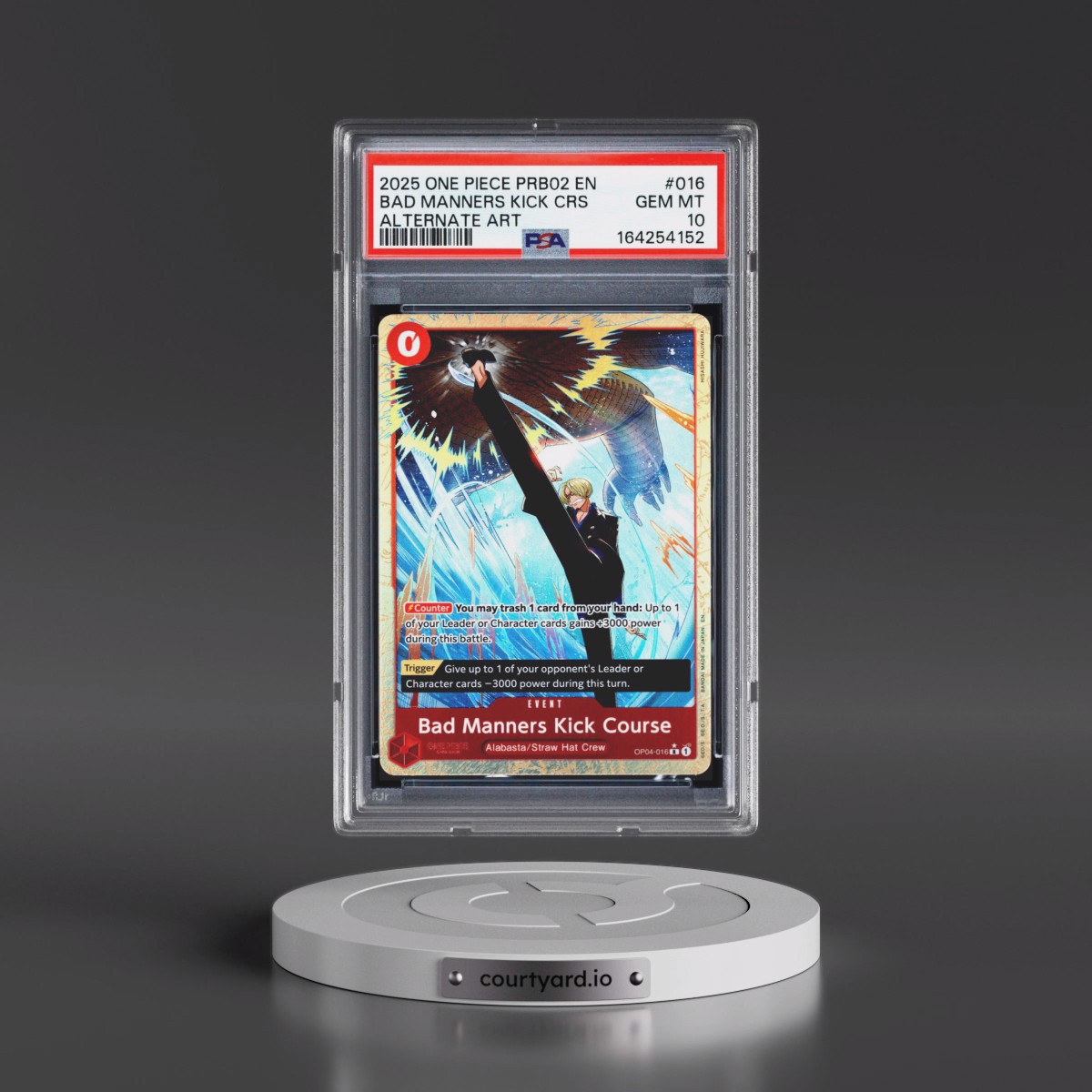 2025 One Piece PRB02-Premium Booster -One Piece Card the Best- Vol.2 #016 Bad Manners Kick Course - Alternate Art (PSA 10 GEM MINT)