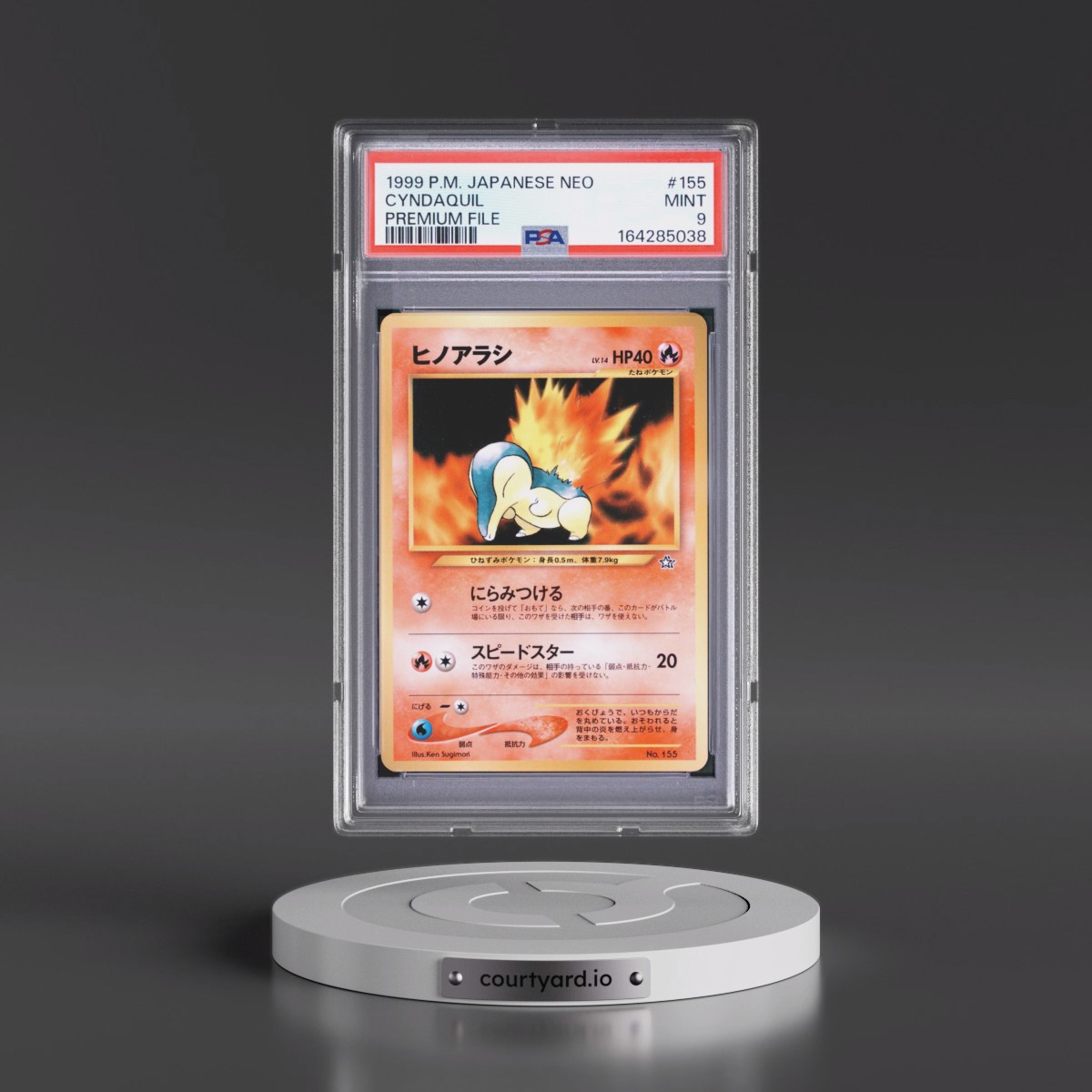 1999 Pokémon Neo Promo #155 Cyndaquil - Premium File (PSA 9 MINT)