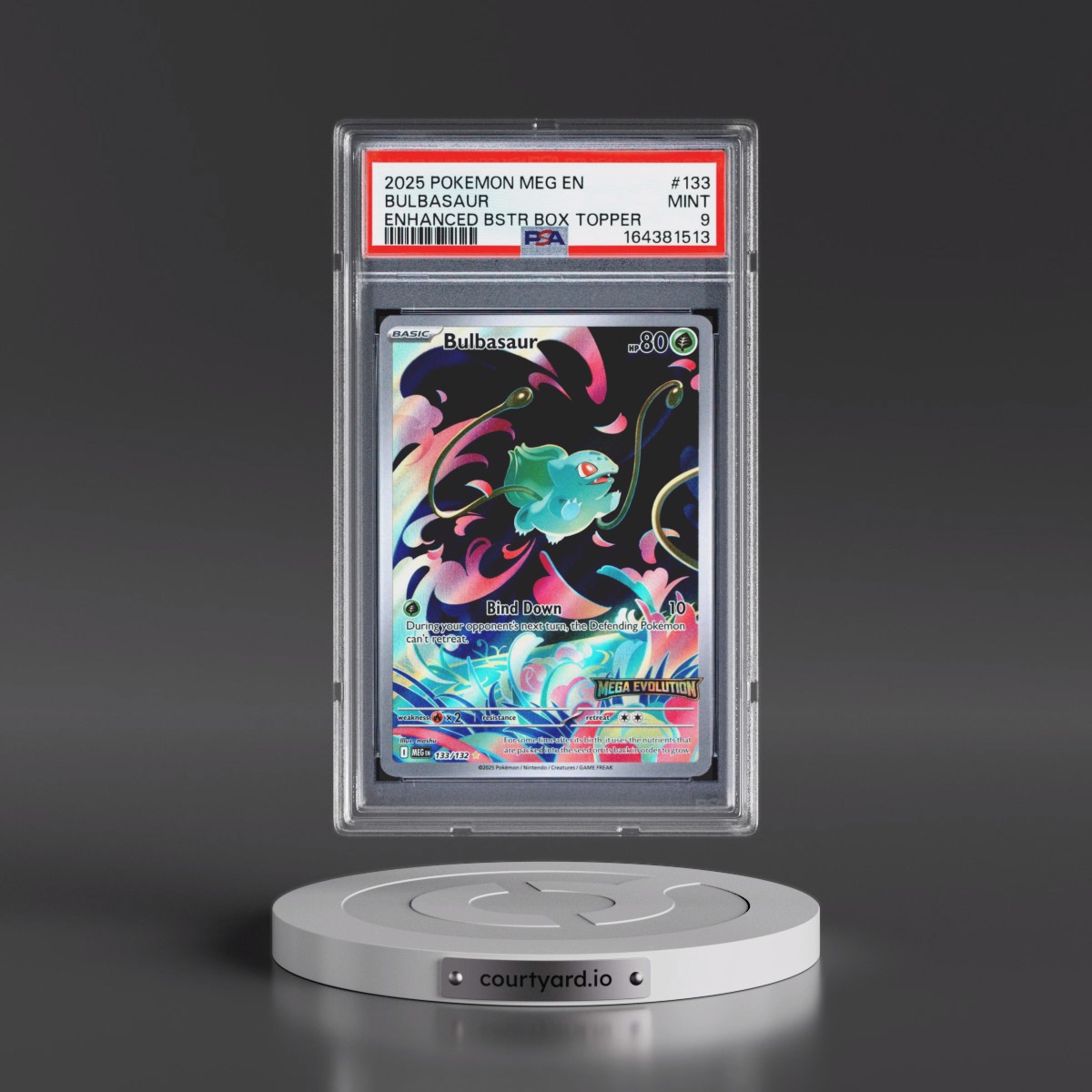 2025 Pokémon Meg EN-Mega Evolution #133 Bulbasaur - Enhanced Booster Box Topper (PSA 9 MINT)