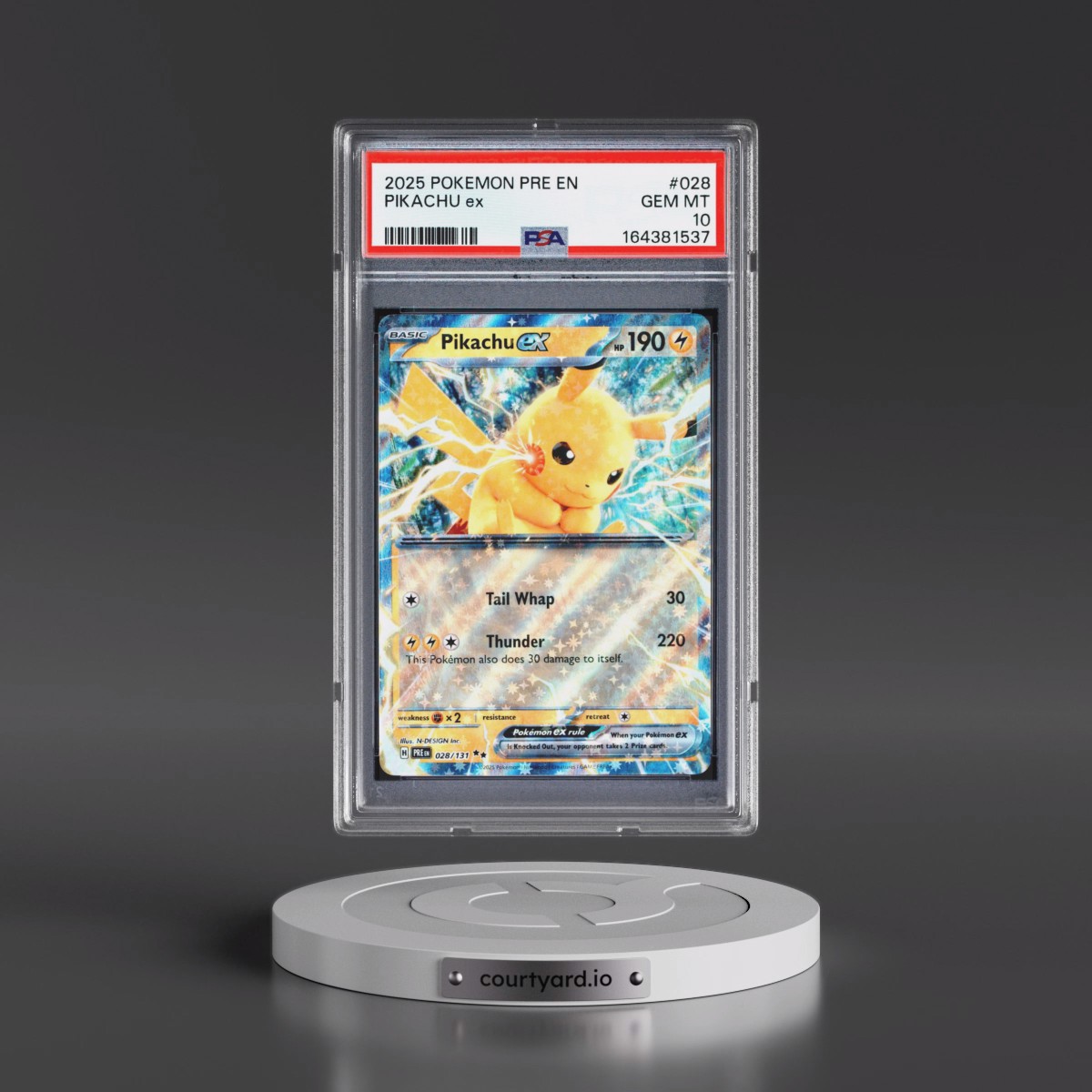 2025 Pokémon Pre EN-Prismatic Evolutions #028 Pikachu EX - Holo (PSA 10 GEM MINT)