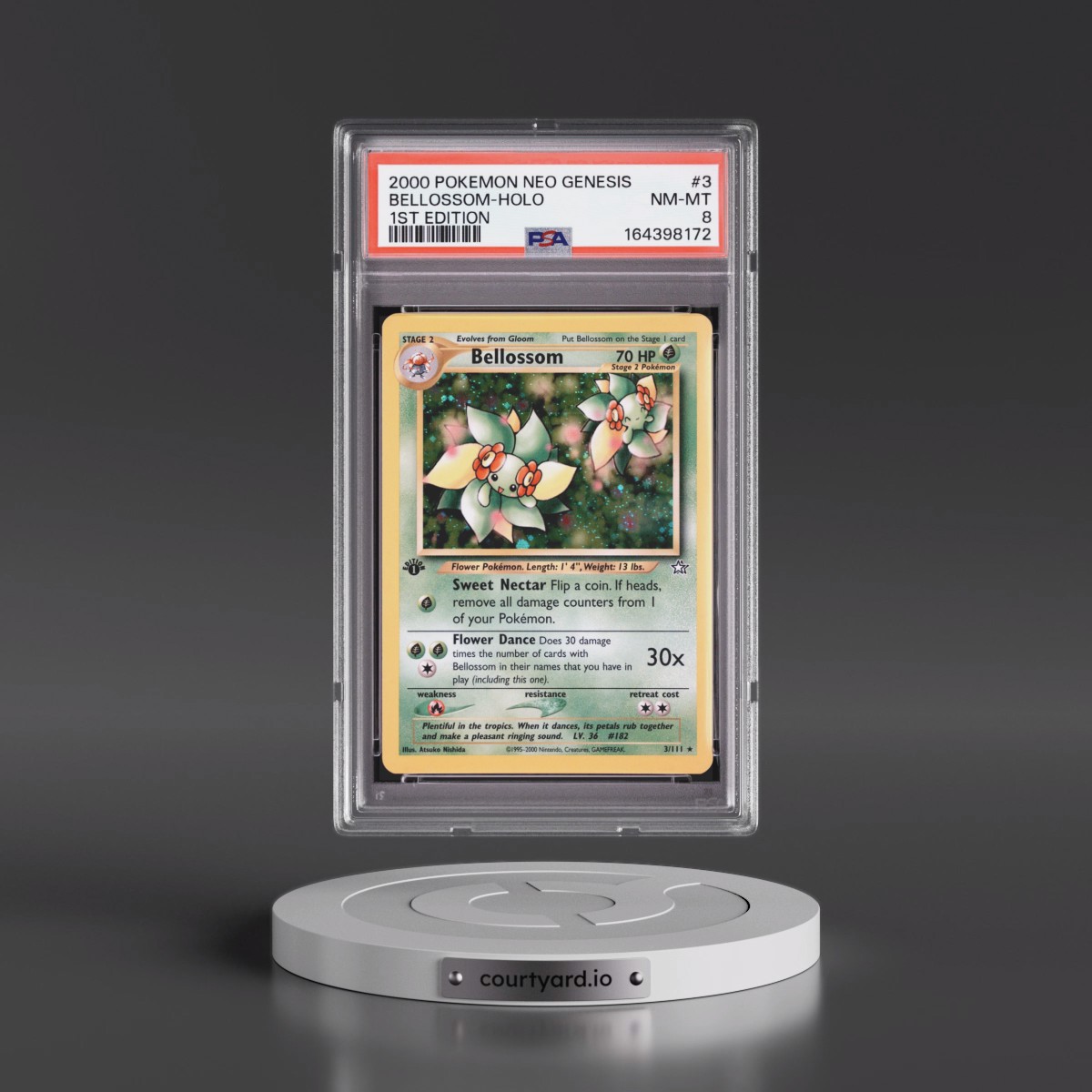 2000 Pokémon Neo Genesis #3 Bellossom - 1st Edition Holo (PSA 8 NM-MT)