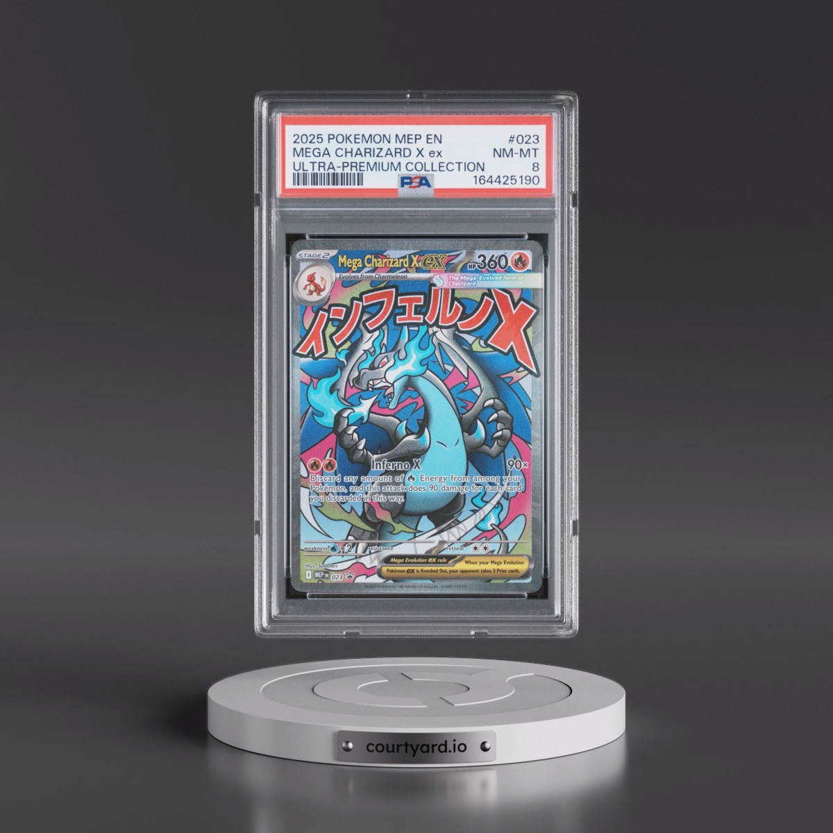 2025 Pokémon Mep EN-Me Black Star Promo #023 Mega Charizard X EX - Holo Mega Charizard X EX Ultra-Premium Collection (PSA 8 NM-MT)