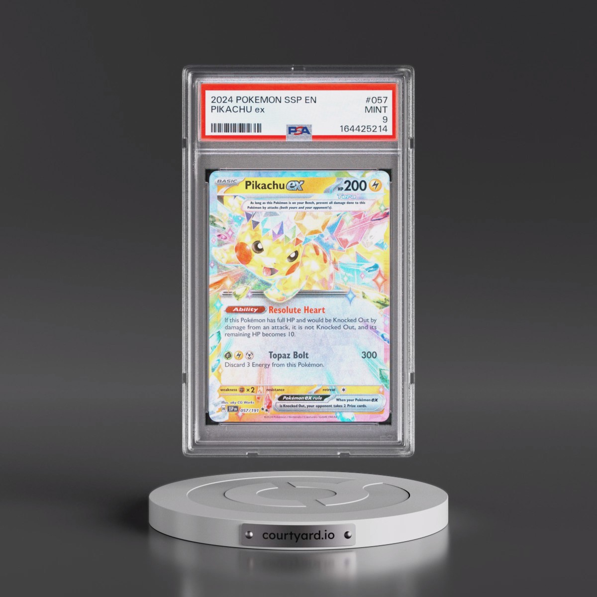 2024 Pokémon Ssp EN-Surging Sparks #057 Pikachu EX - Holo (PSA 9 MINT)