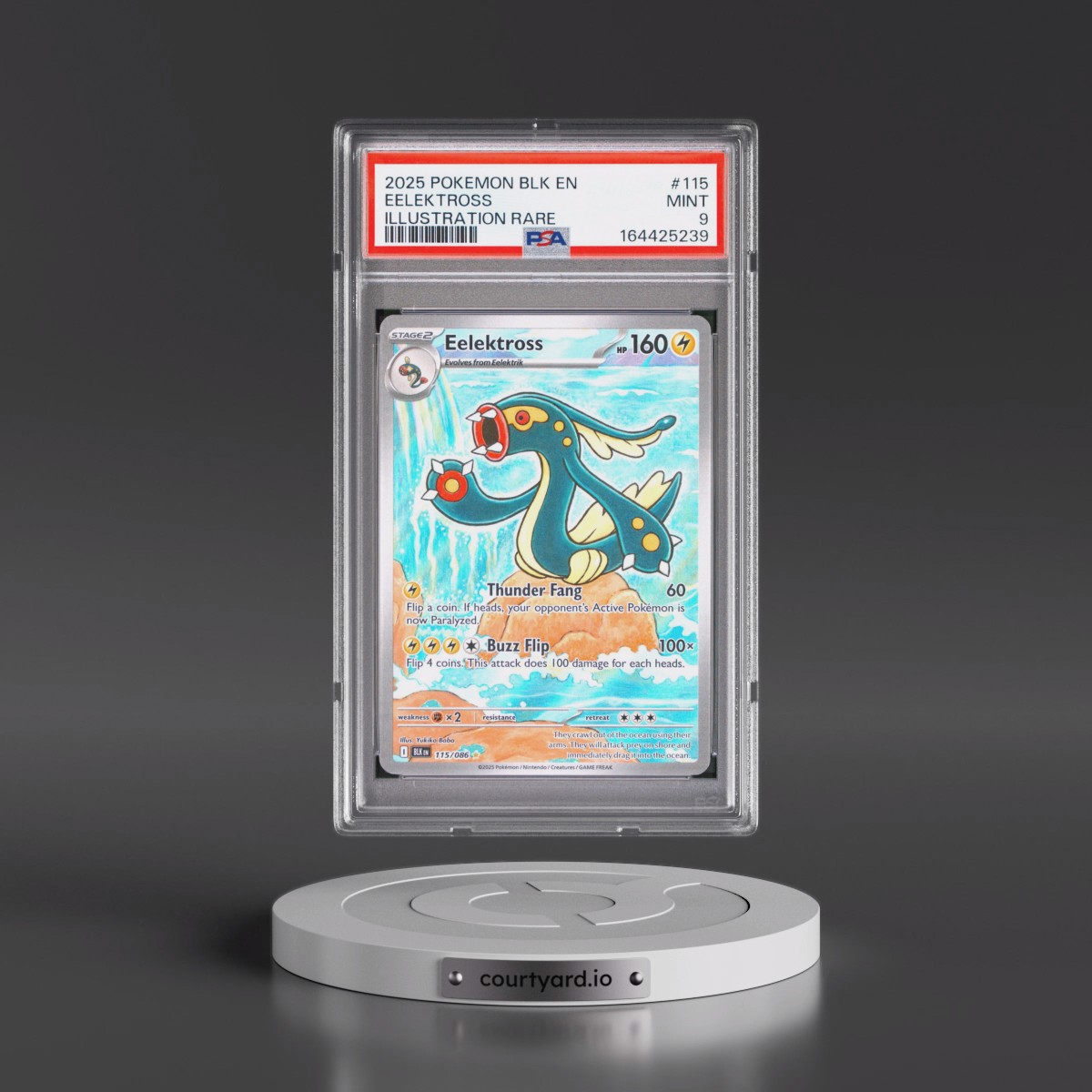 2025 Pokémon Blk EN-Black Bolt #115 Eelektross - Illustration Rare (PSA 9 MINT)
