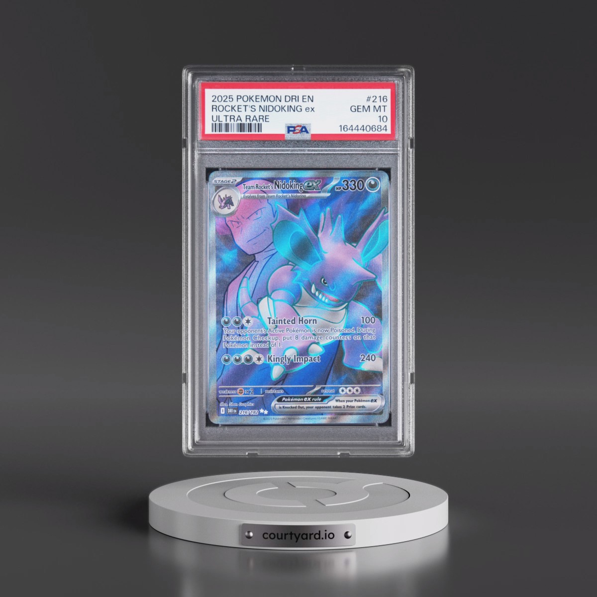 2025 Pokémon Dri EN-Destined Rivals #216 Team Rocket's Nidoking EX - Holo Ultra Rare (PSA 10 GEM MINT)