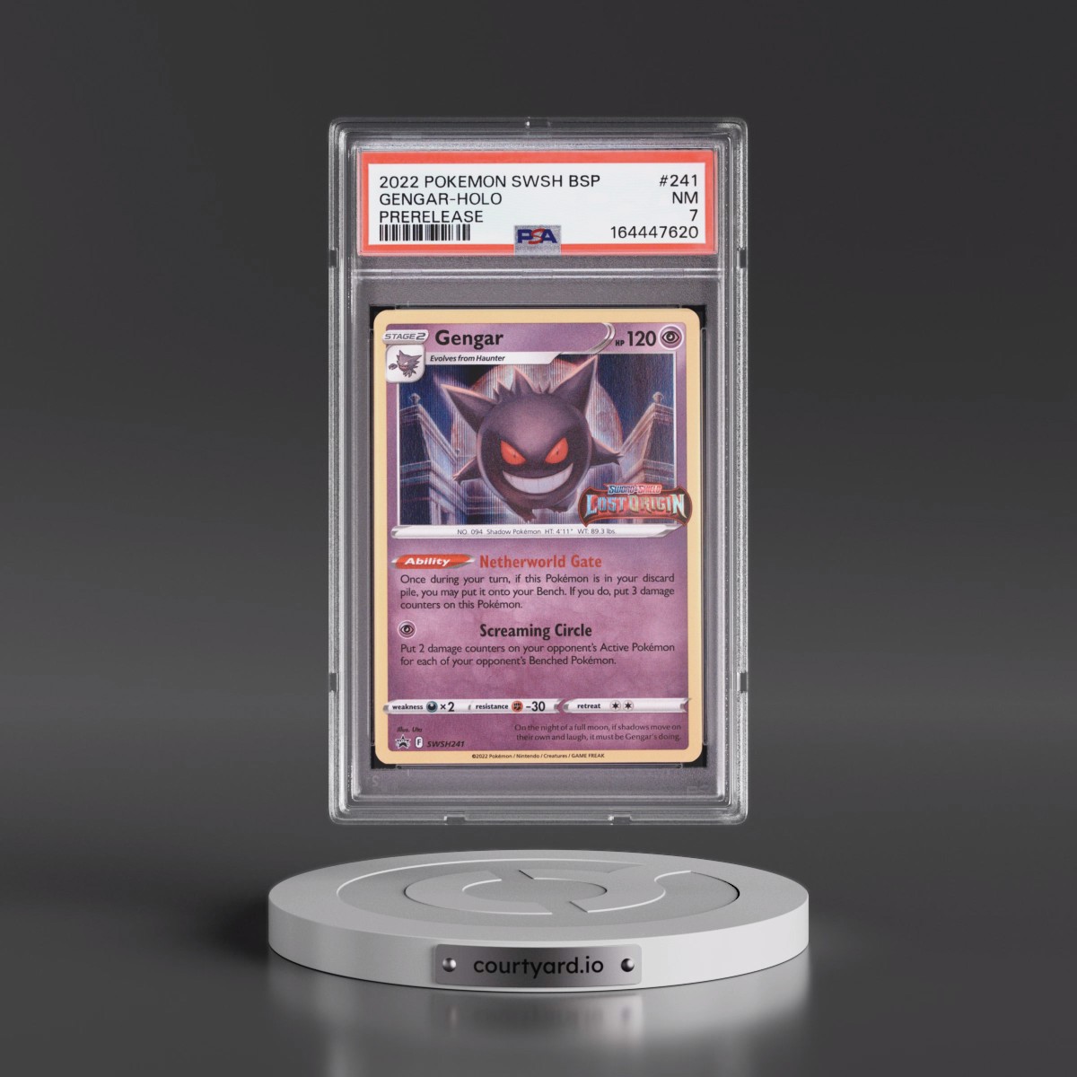 2022 Pokémon Swsh Black Star Promo #241 Gengar - Holo Prerelease (PSA 7 NM)