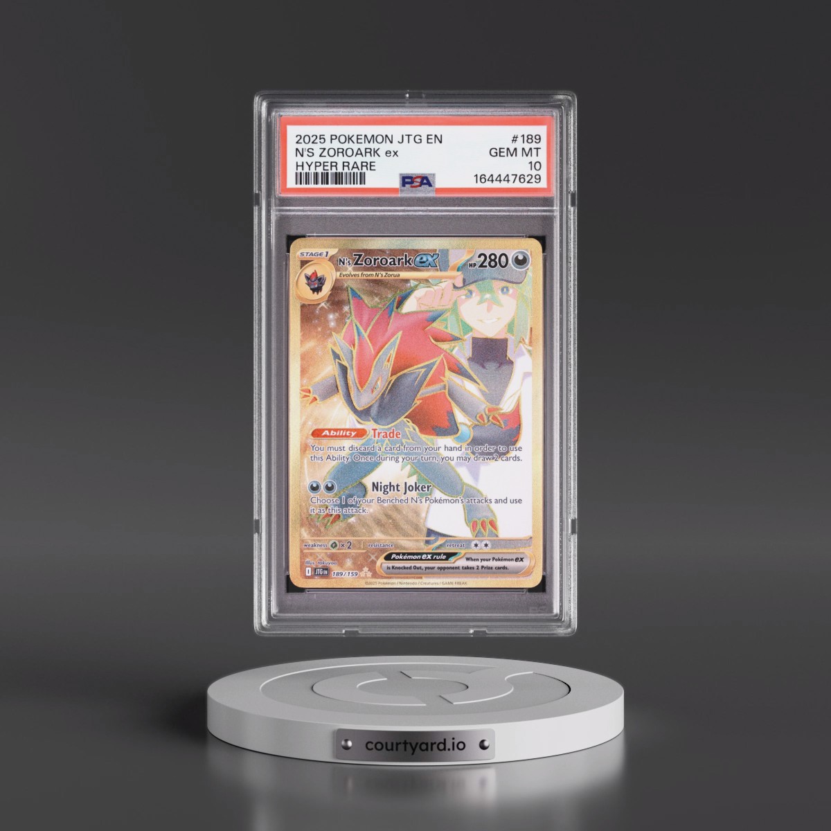 2025 Pokémon Jtg EN-Journey Together #189 N's Zoroark EX - Holo Hyper Rare (PSA 10 GEM MINT)