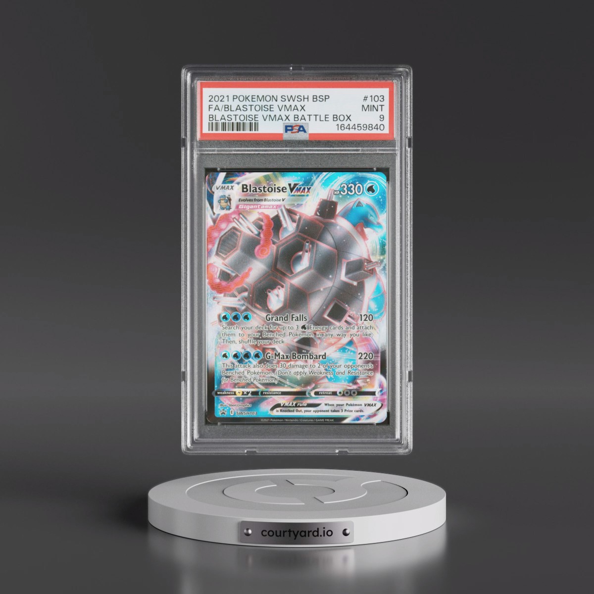 2021 Pokémon Swsh Black Star Promo #103 Blastoise Vmax - Full Art Blastoise Vmax Battle Box (PSA 9 MINT)