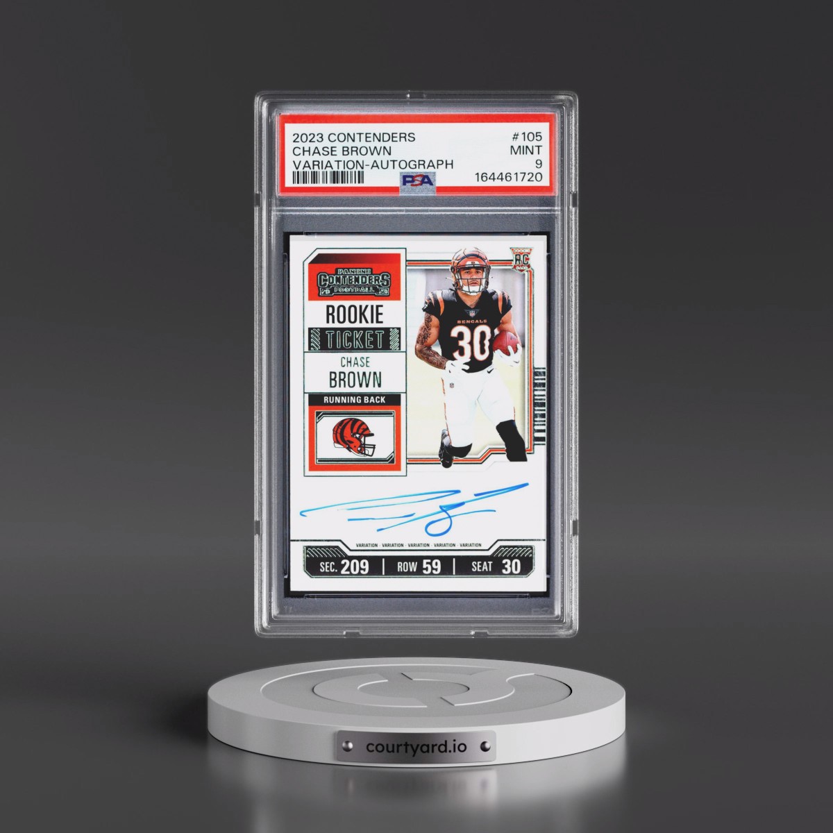 2023 Panini Contenders #105 Chase Brown - Variation-Autograph (PSA 9 MINT)
