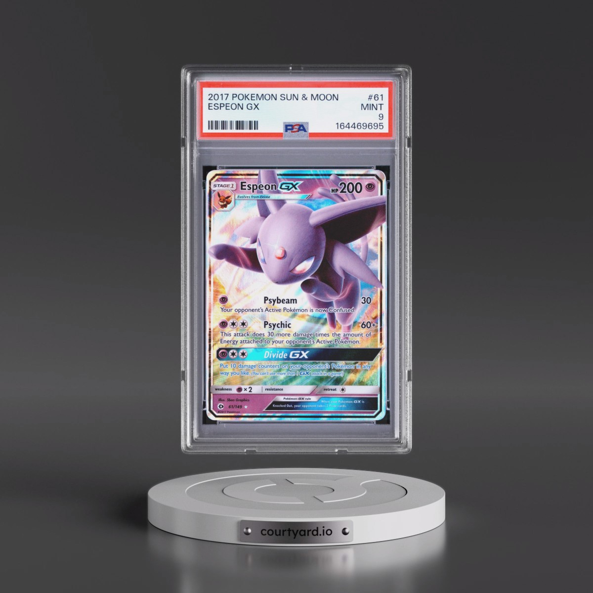 2017 Pokémon Sun & Moon #61 Espeon GX - Holo (PSA 9 MINT)