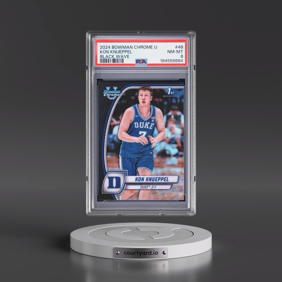 2024 Bowman Chrome University #48 Kon Knueppel - Black Wave (PSA 8 NM-MT)