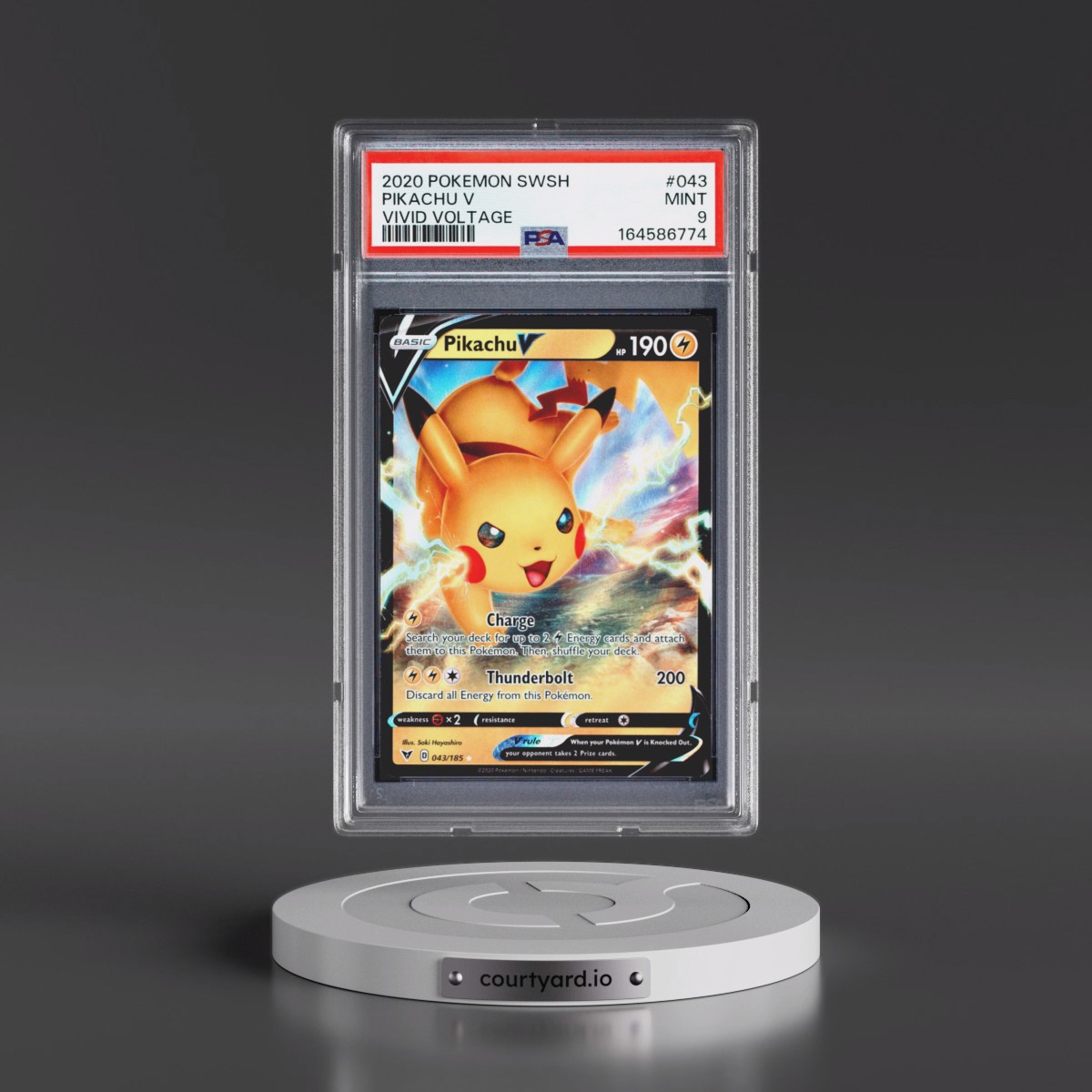 2020 Pokémon Sword & Shield Vivid Voltage Pikachu V - Holo #043 PSA 9