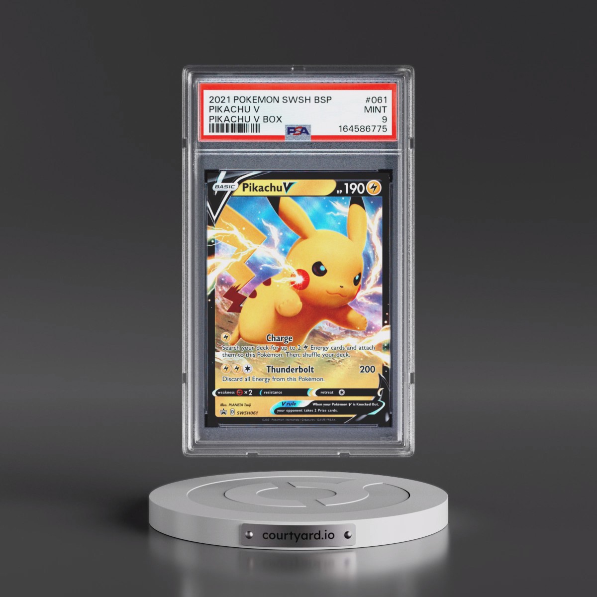 2021 Pokémon Swsh Black Star Promo #061 Pikachu V - Holo Pikachu V Box (PSA 9 MINT)