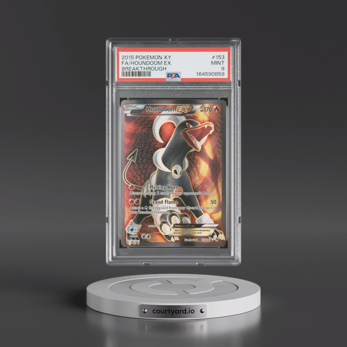 2015 Pokémon XY Breakthrough #153 Houndoom EX - Holo Full Art (PSA 9 MINT)