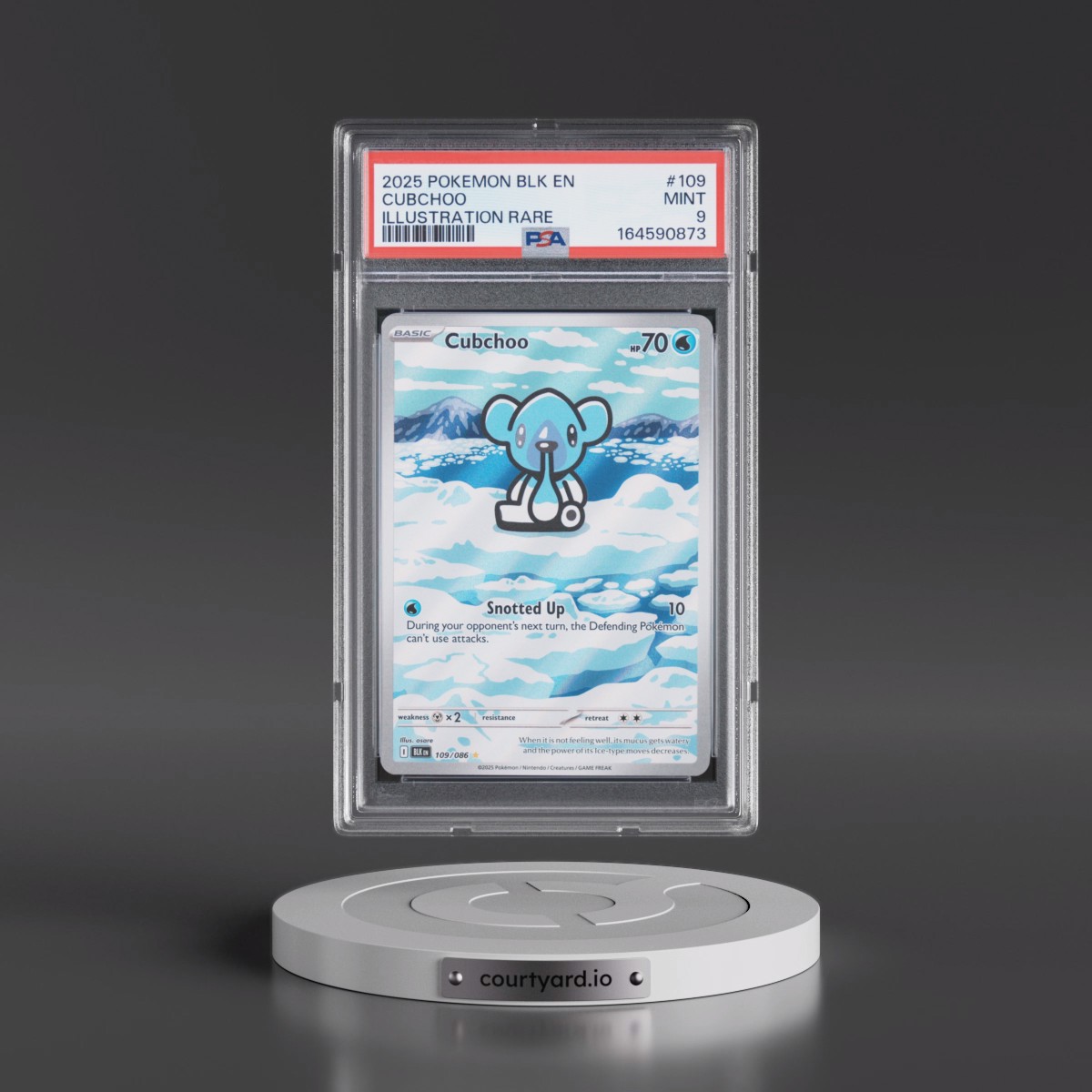 2025 Pokémon Blk EN-Black Bolt #109 Cubchoo - Illustration Rare (PSA 9 MINT)