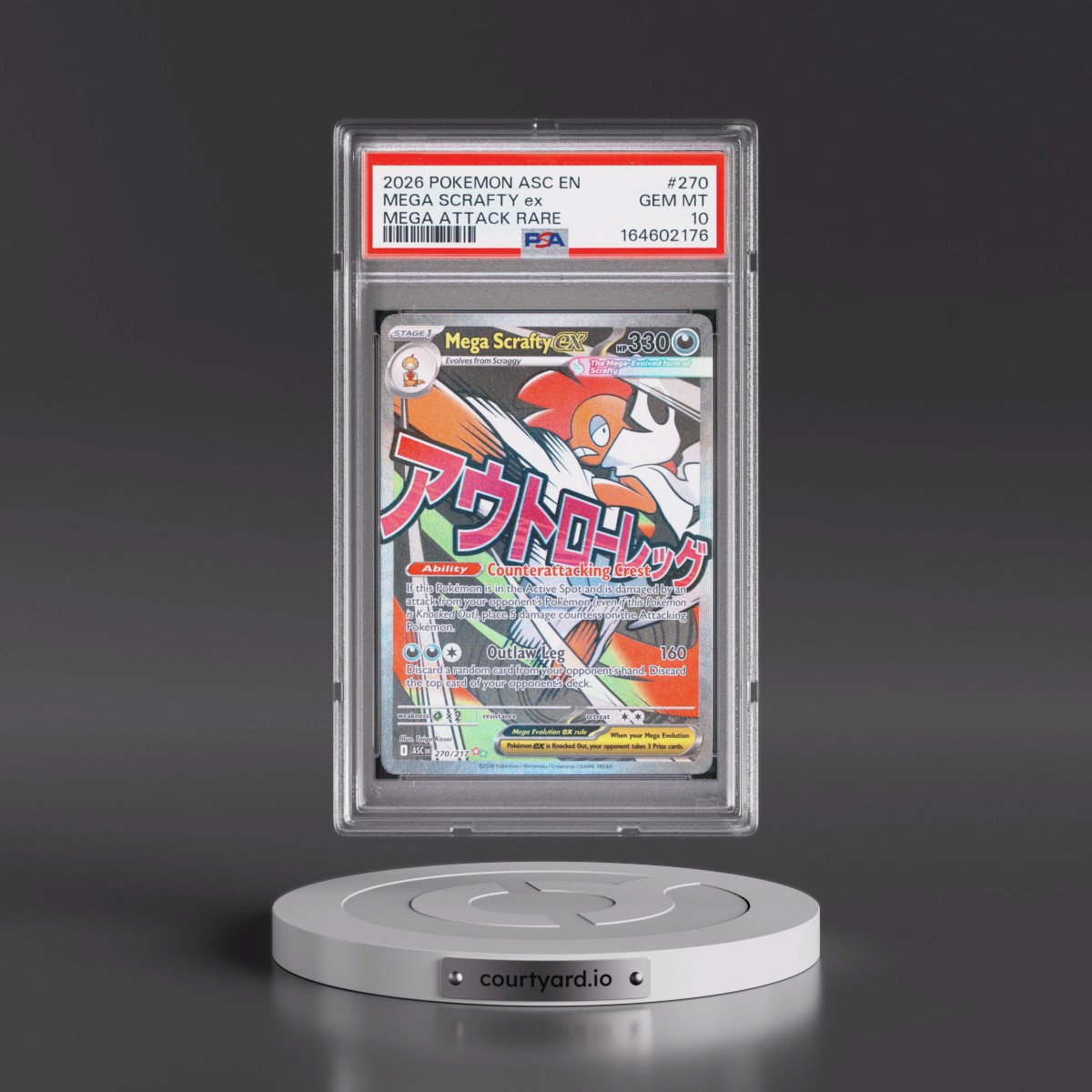 2026 Pokémon Asc EN-Ascended Heroes #270 Mega Scrafty EX - Holo Mega Attack Rare (PSA 10 GEM MINT)