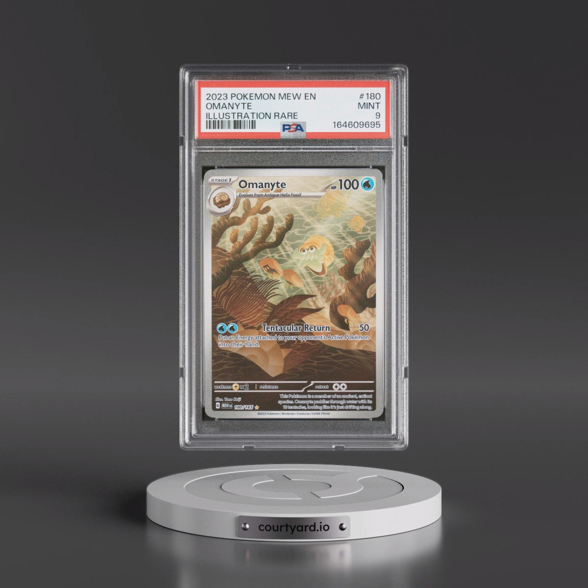 2023 Pokémon Mew EN-151 #180 Omanyte - Illustration Rare (PSA 9 MINT)