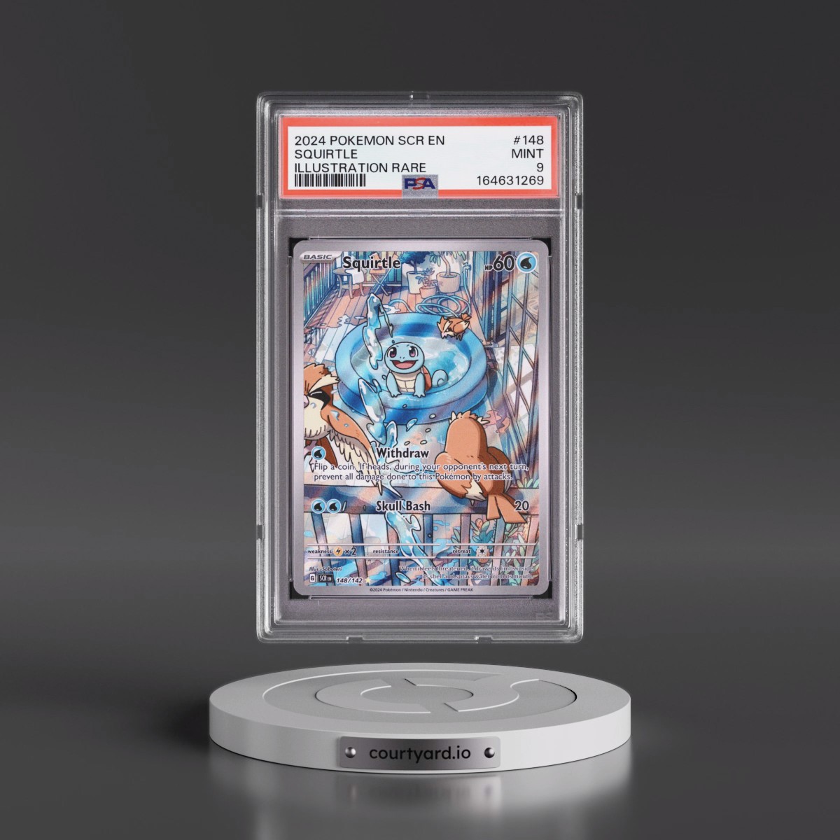 2024 Pokémon Scr EN-Stellar Crown #148 Squirtle - Illustration Rare (PSA 9 MINT)