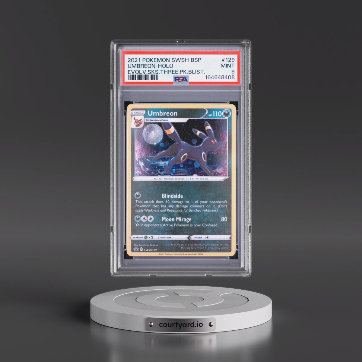 2021 Pokémon Swsh Black Star Promo #129 Umbreon - Holo Evolving Skies Three Pack Blisters (PSA 9 MINT)