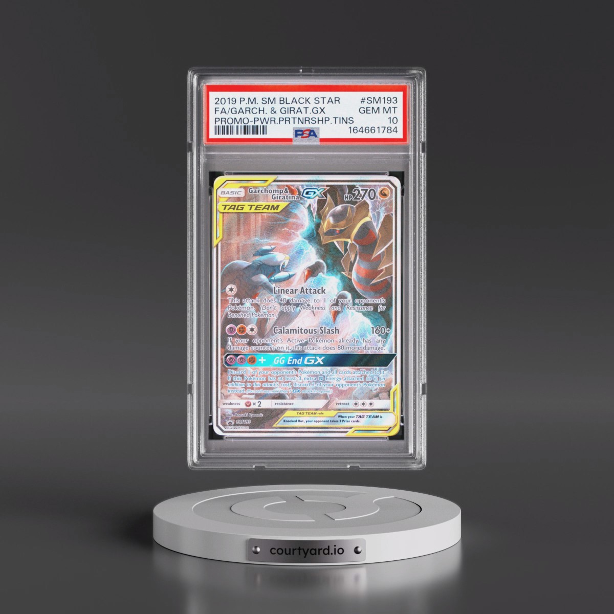 2019 Pokémon SM Black Star Promo Garchomp & Giratina GX - Holo Full Art Power Partnership Tins #SM193 PSA 10