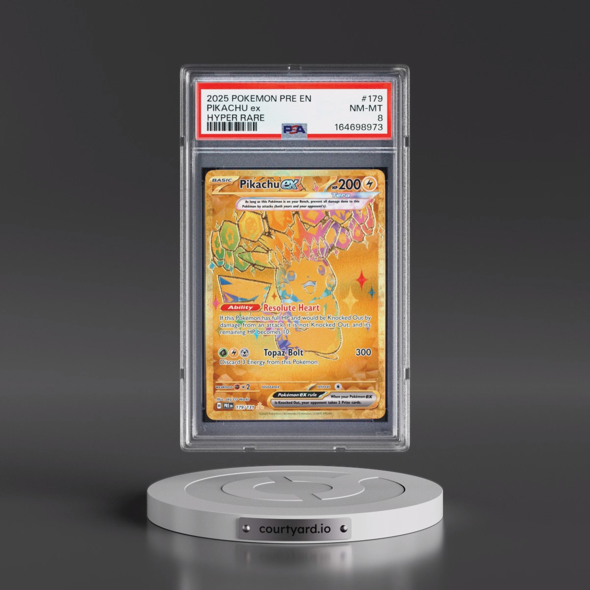 2025 Pokémon Pre EN-Prismatic Evolutions #179 Pikachu EX - Holo Hyper Rare (PSA 8 NM-MT)