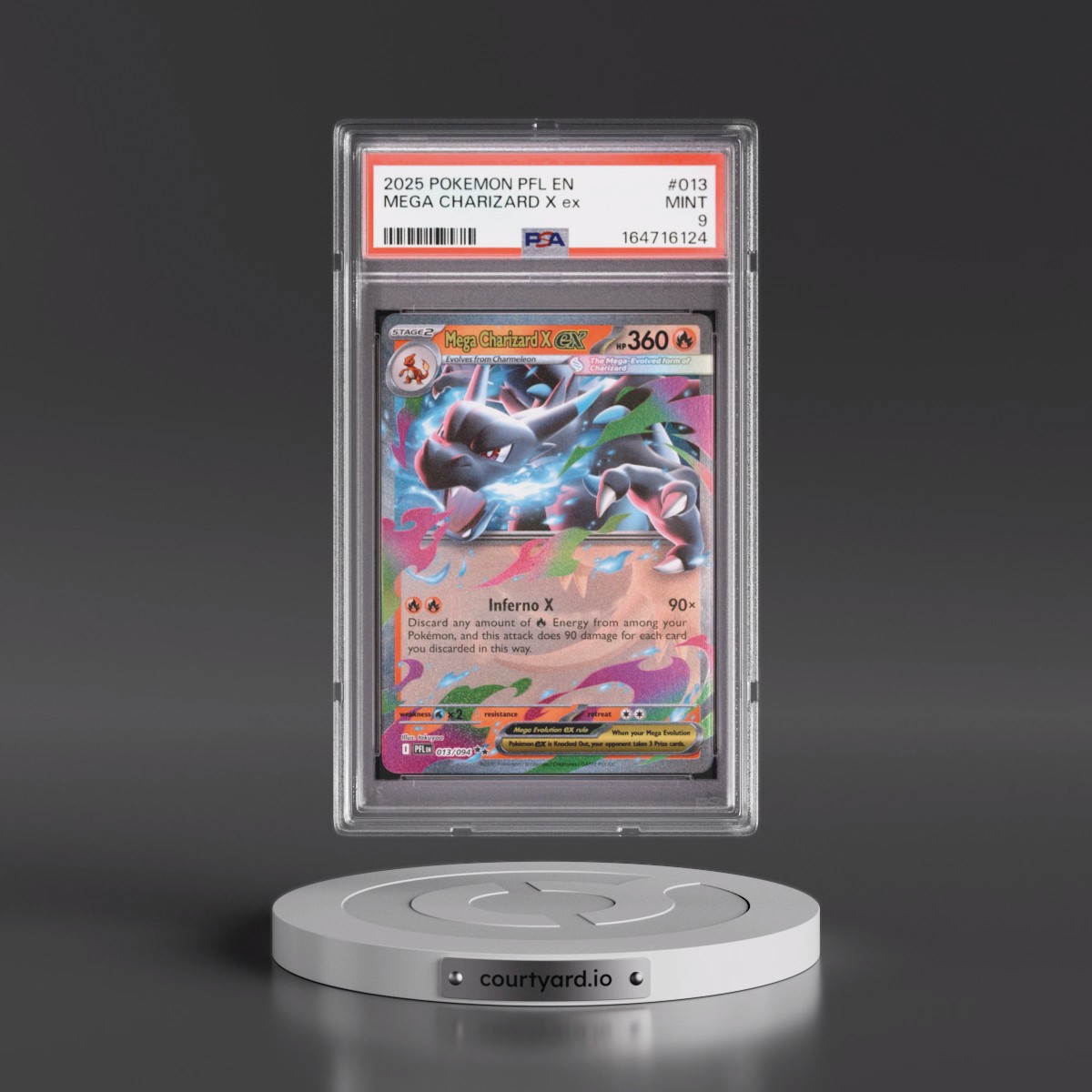 2025 Pokémon Pfl EN-Phantasmal Flames #013 Mega Charizard X EX - Holo (PSA 9 MINT)