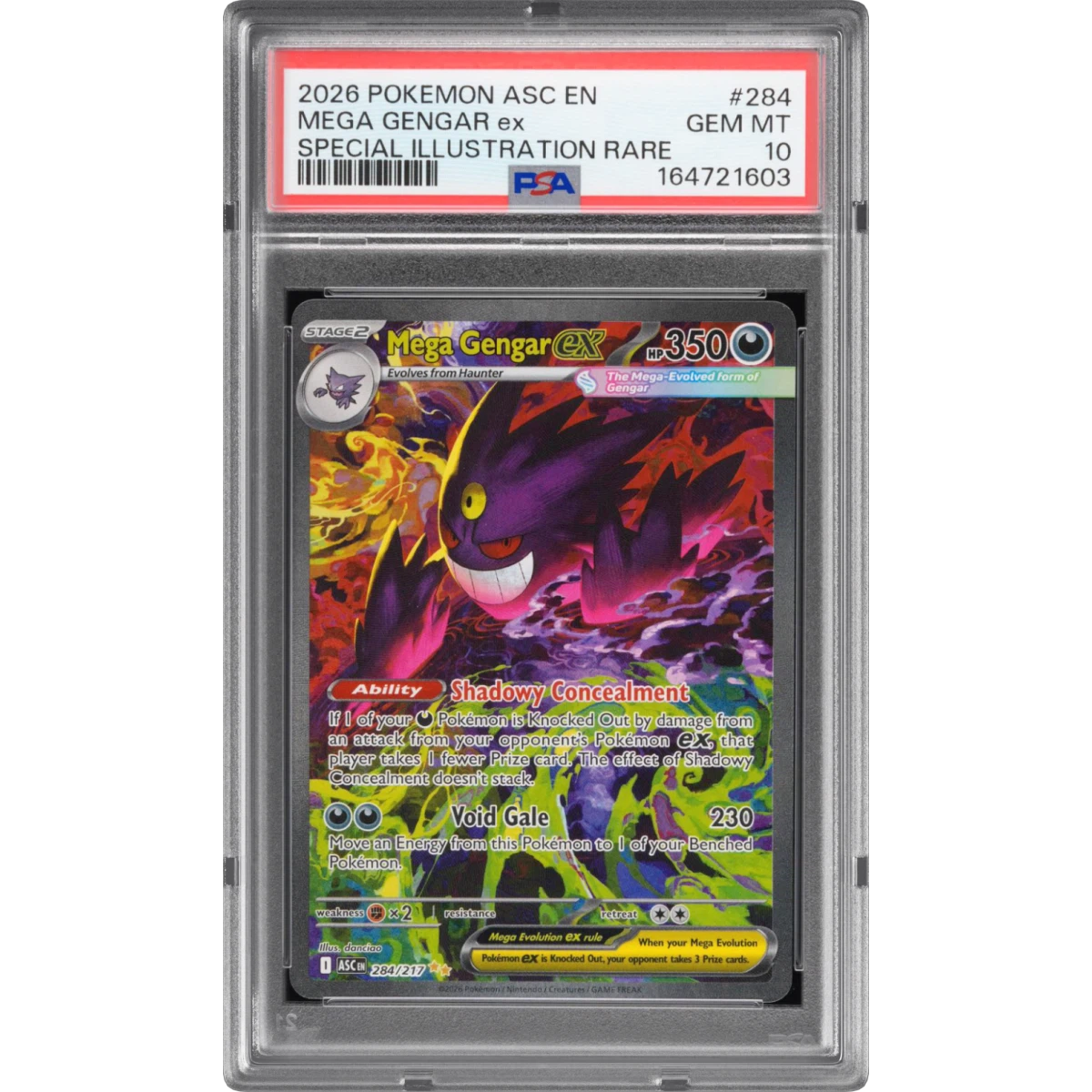 2026 Pokémon Asc EN-Ascended Heroes #284 Mega Gengar EX - Holo Special Illustration Rare (PSA 10 GEM MINT)